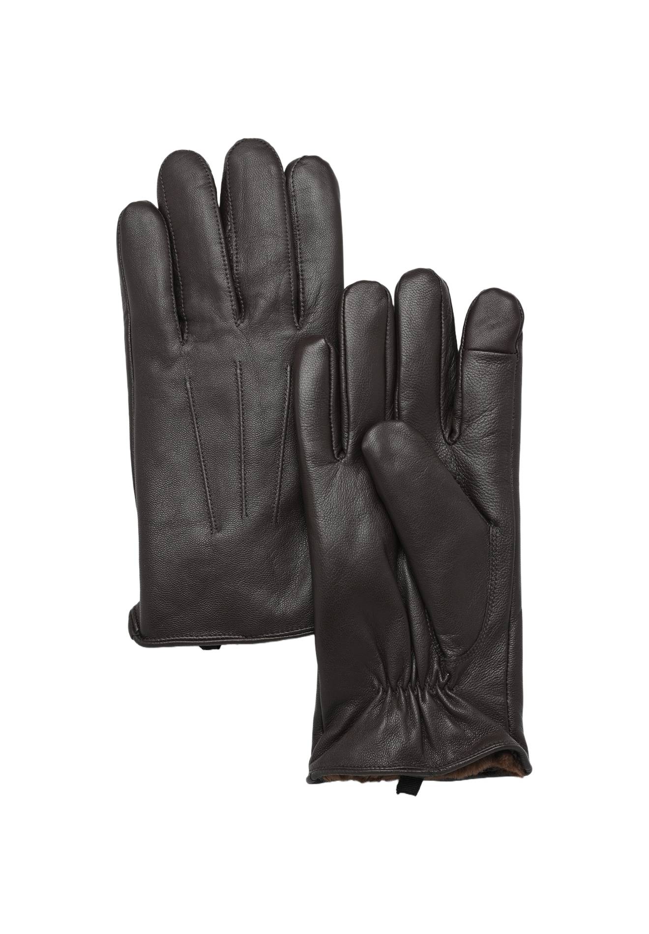 Gants tactiles en cuir, Brun, large image number 2