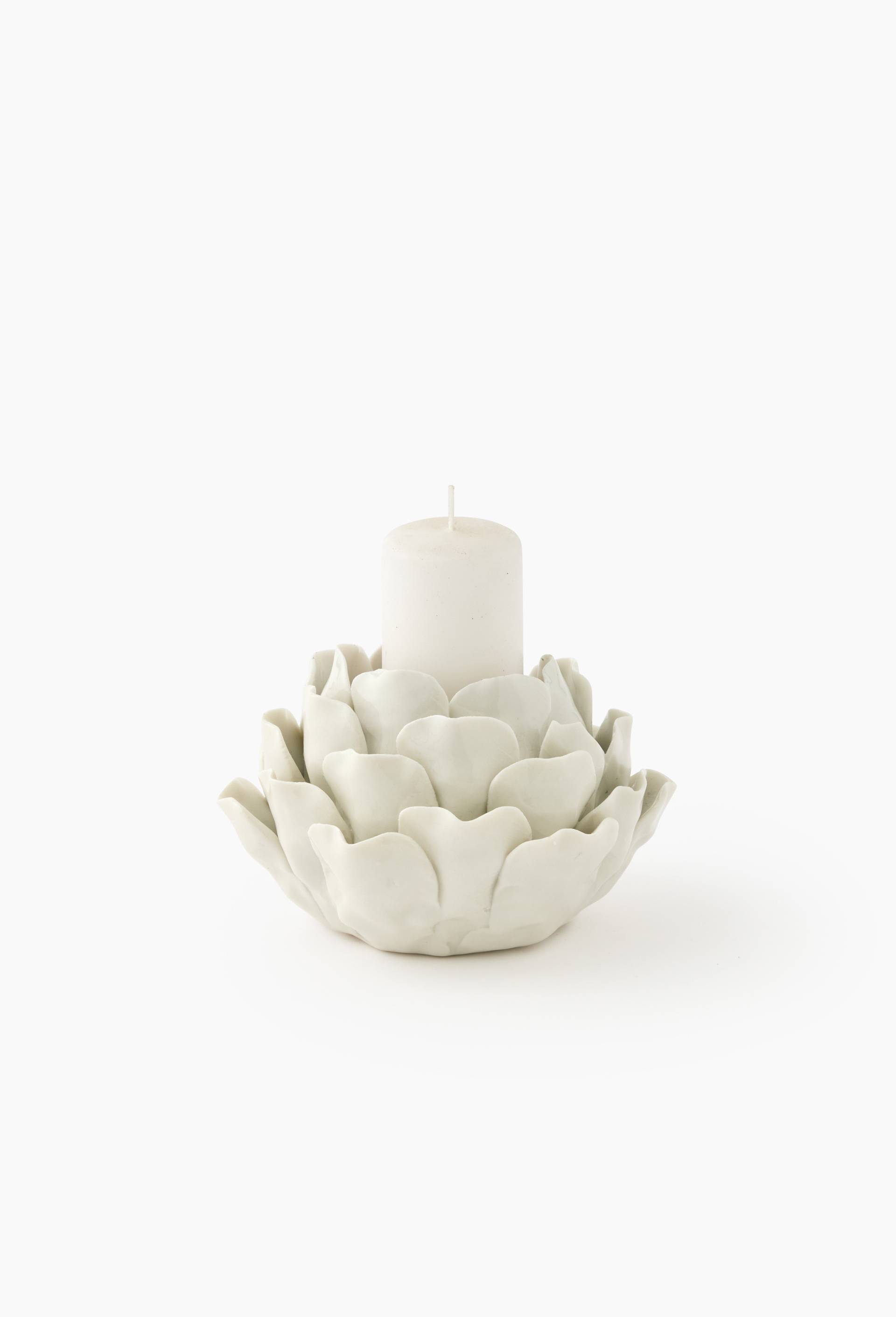 Photophore barbotine, 11xH8cm, en céramique, Blanc, swatch image
