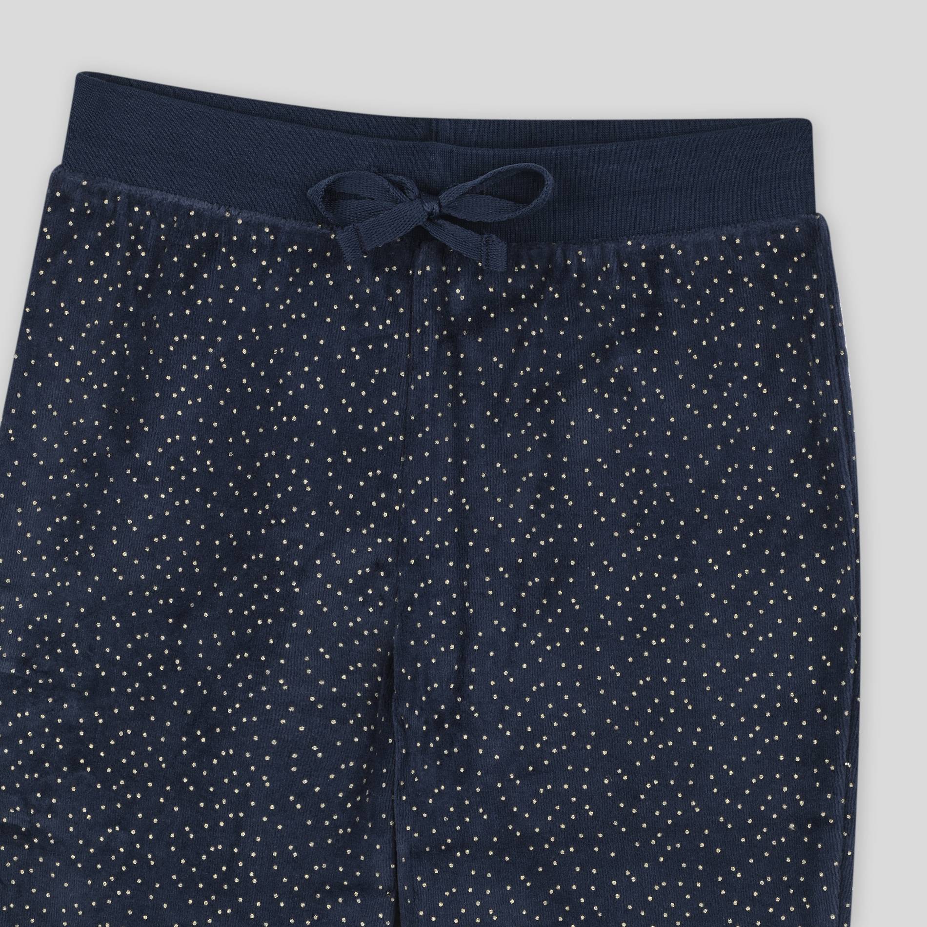 Pyjama à pois en velours col claudine, Bleu foncé, large image number 2.0