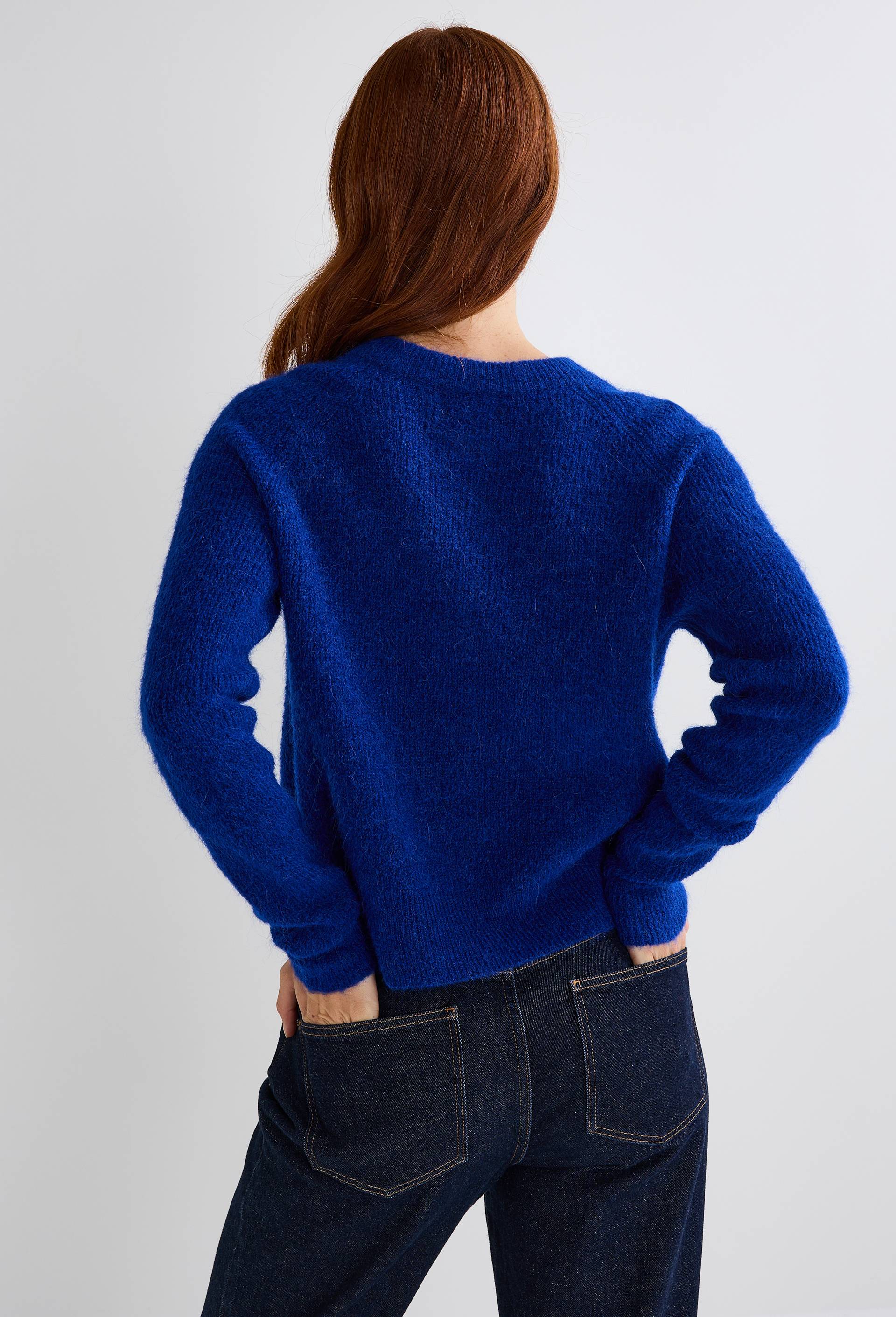 Cardigan en côte perlée contenant de l'alpaga, Bleu, large image number 1.0