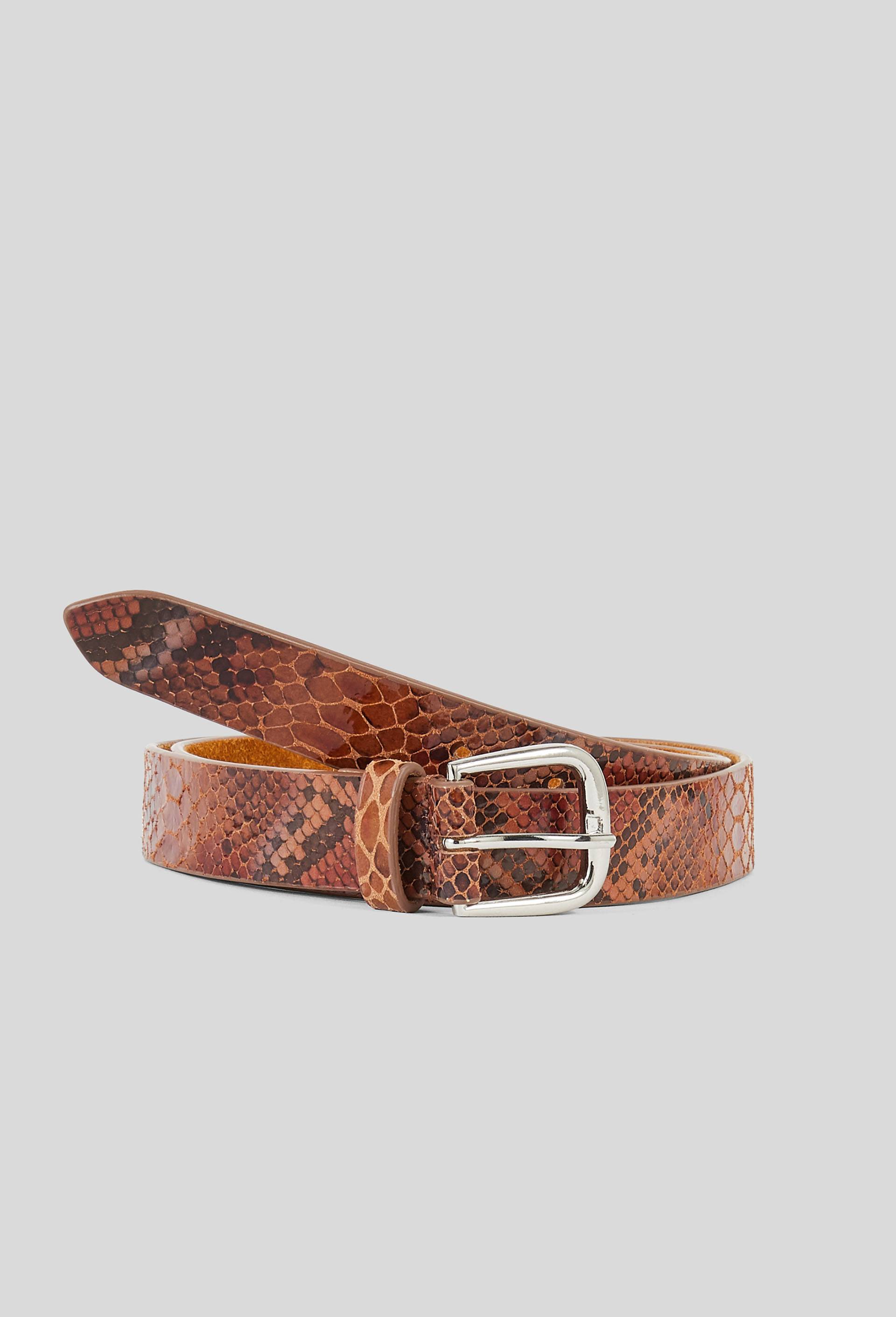Ceinture fa&ccedil;on serpent 2,5cm, cuir responsable, Beige, large image number 0