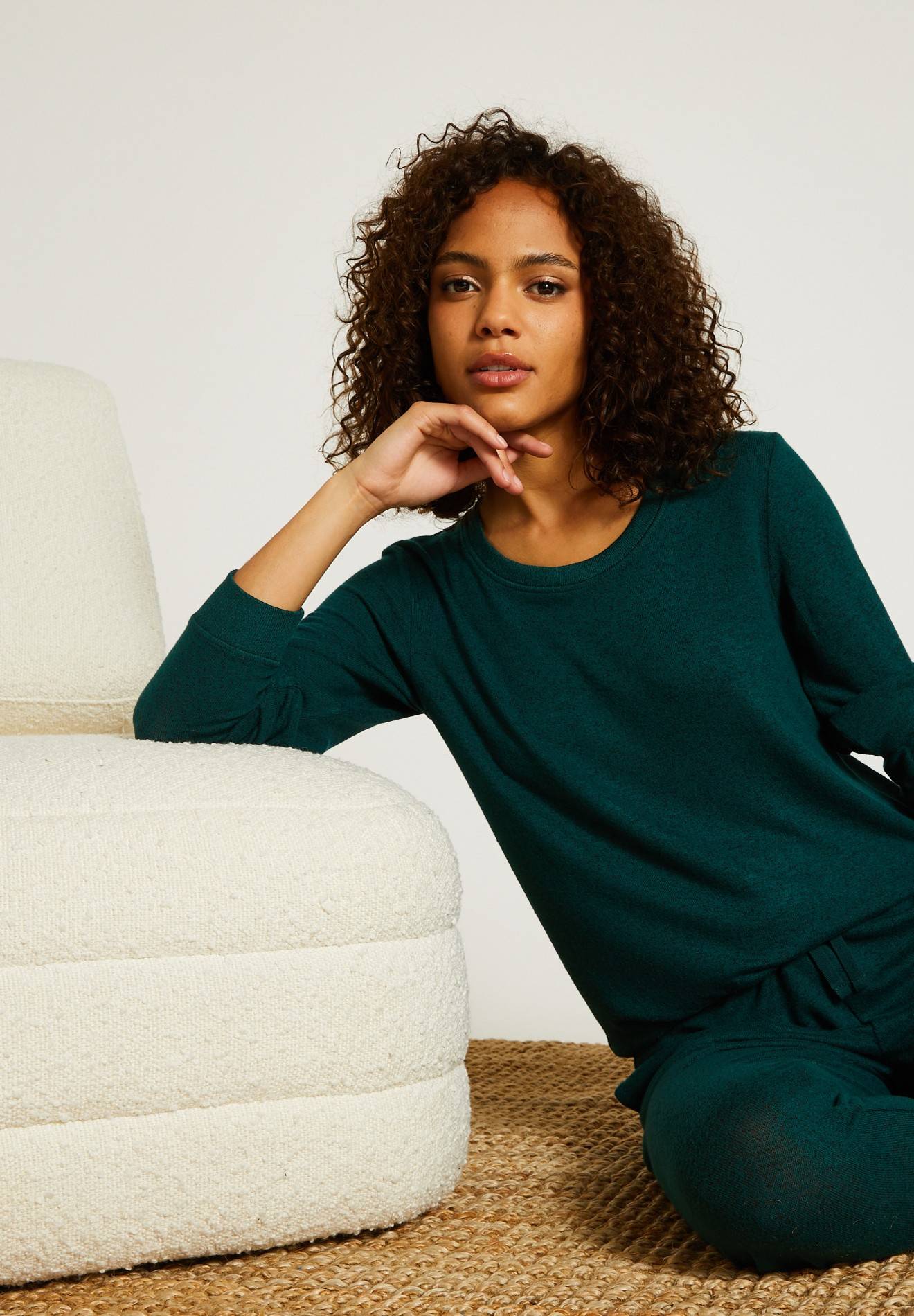 Pull Doux Pull Doudou Femme Pull Col Rond Doudou VERT FONCE Pour