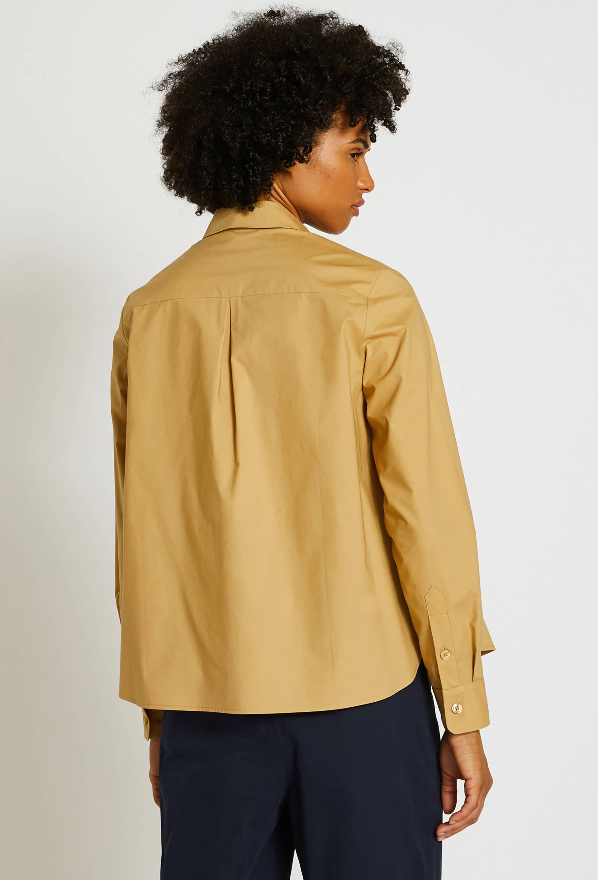 Chemisier manches longues en coton biologique, col chemise, Beige, large image number 1