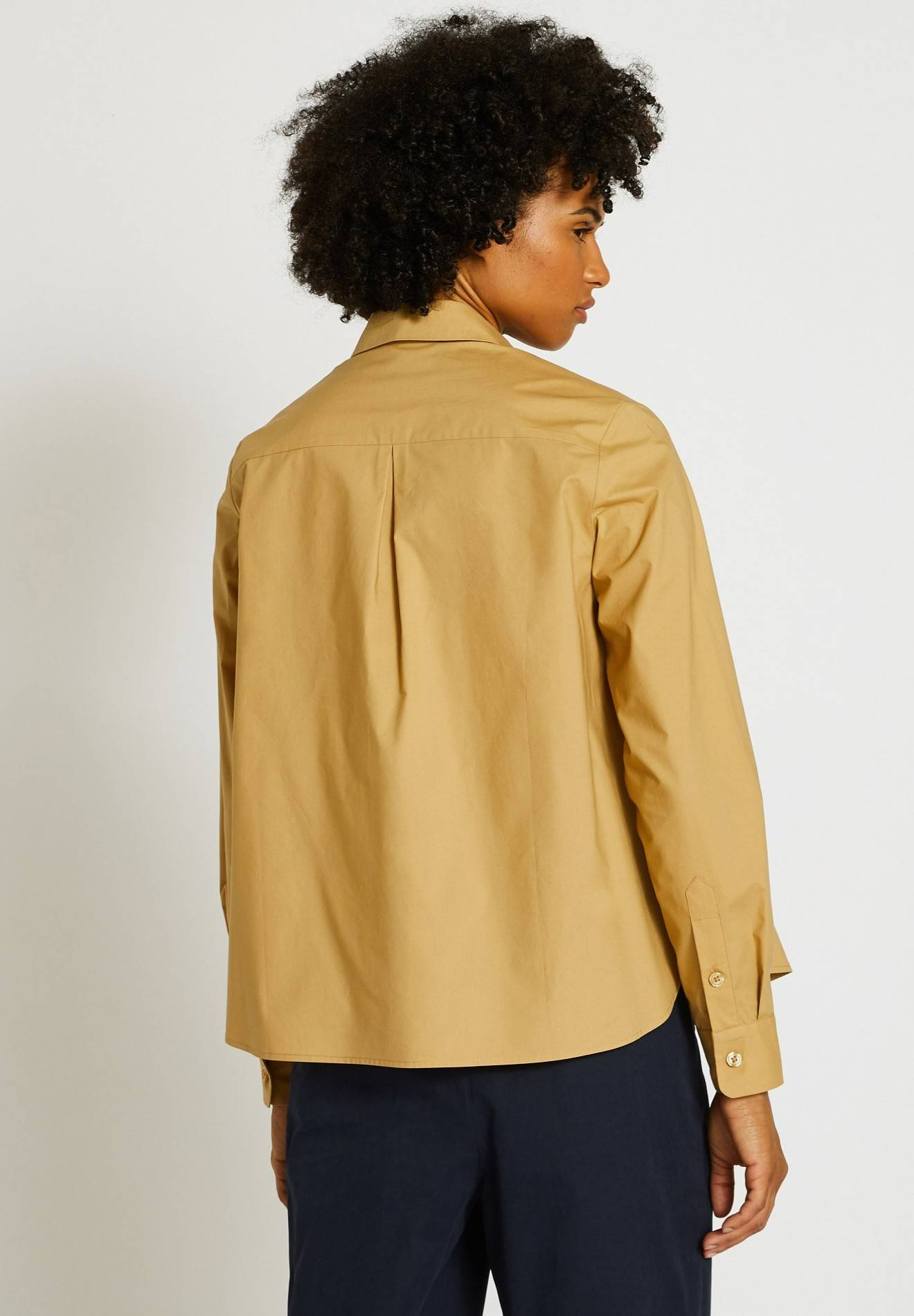 Chemisier manches longues en coton biologique, col chemise, Beige, large image number 4.0