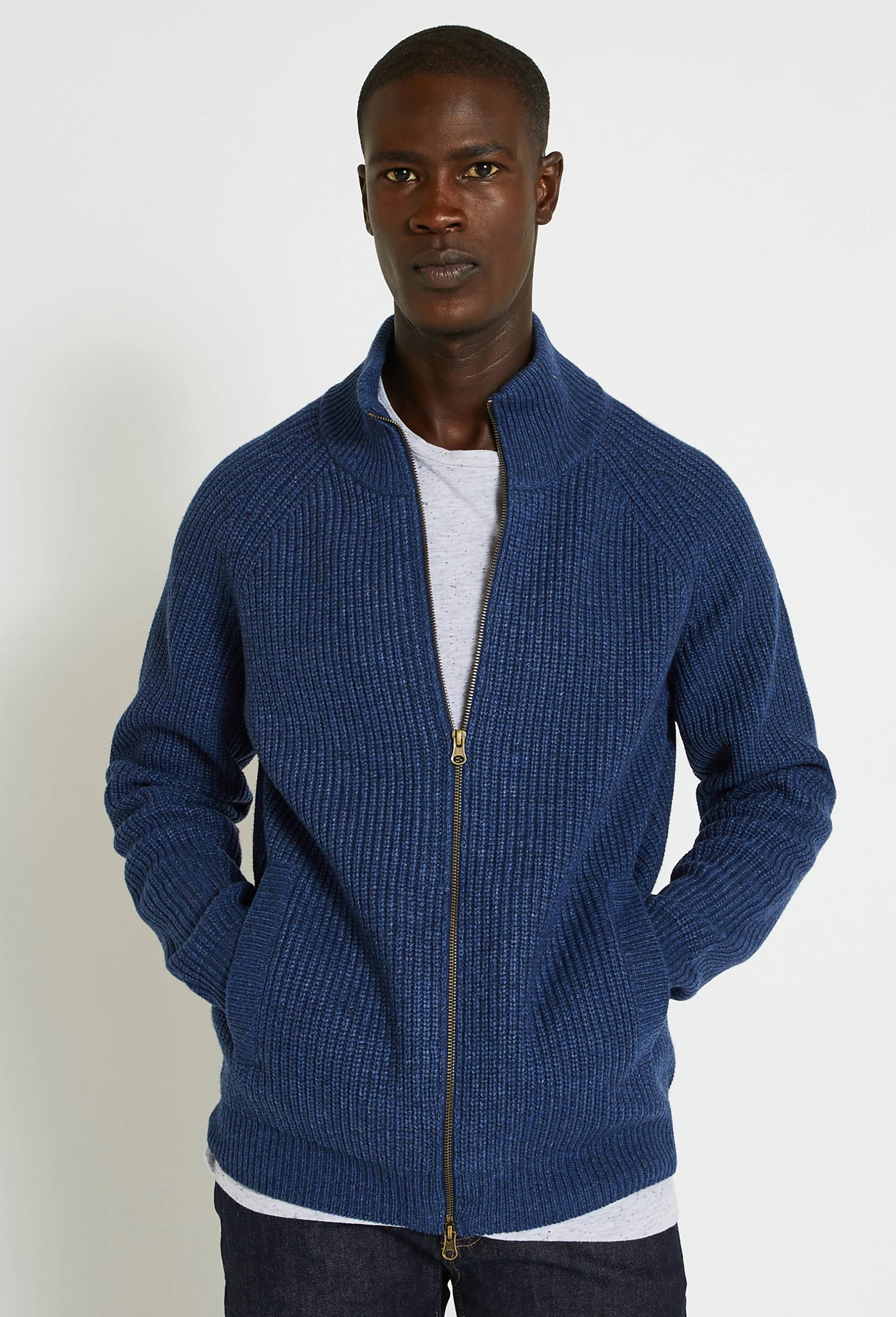 Gilet uni contenant de la laine, BLEU, large image number 0
