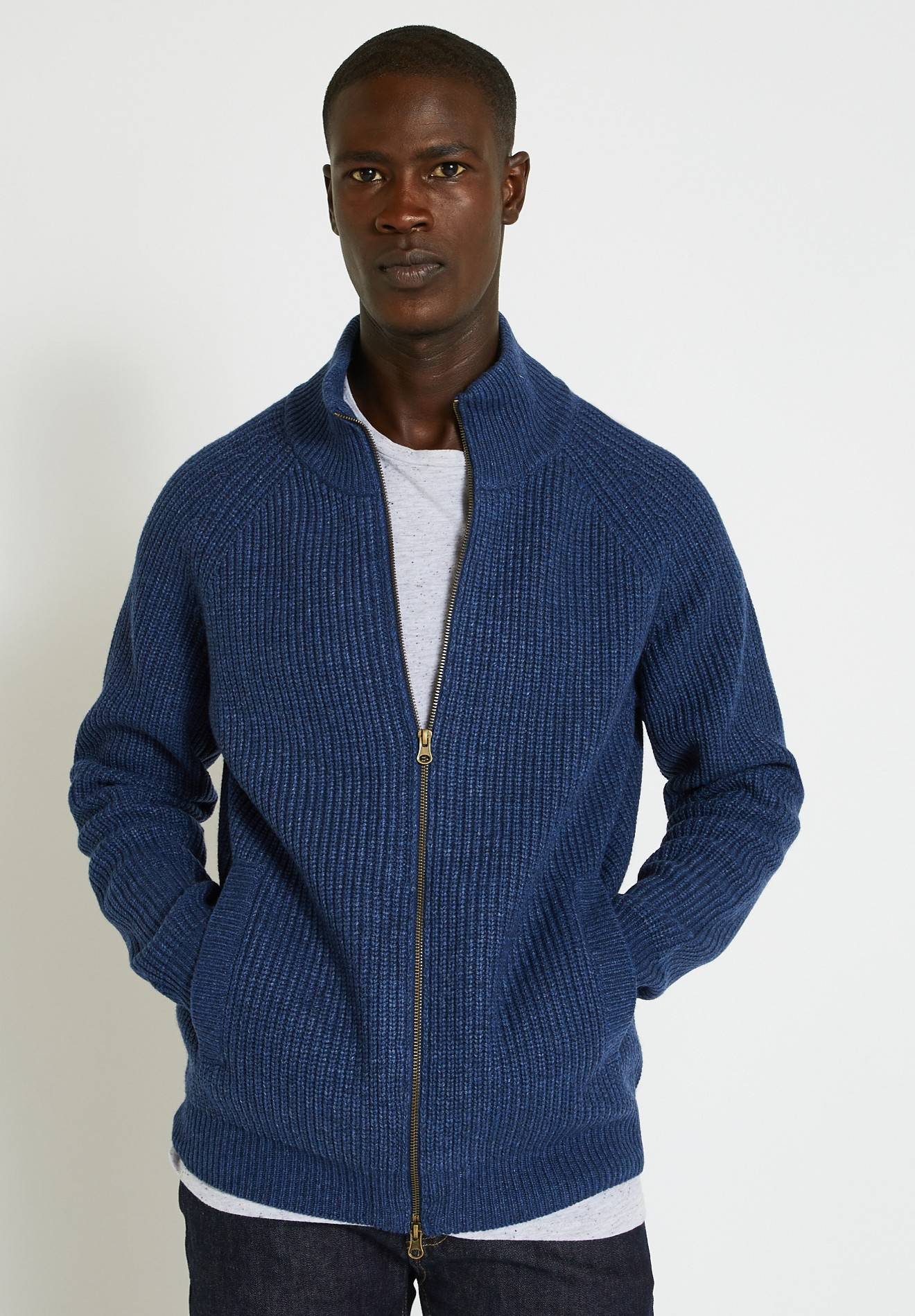 Gilet uni contenant de la laine, BLEU, large image number 3