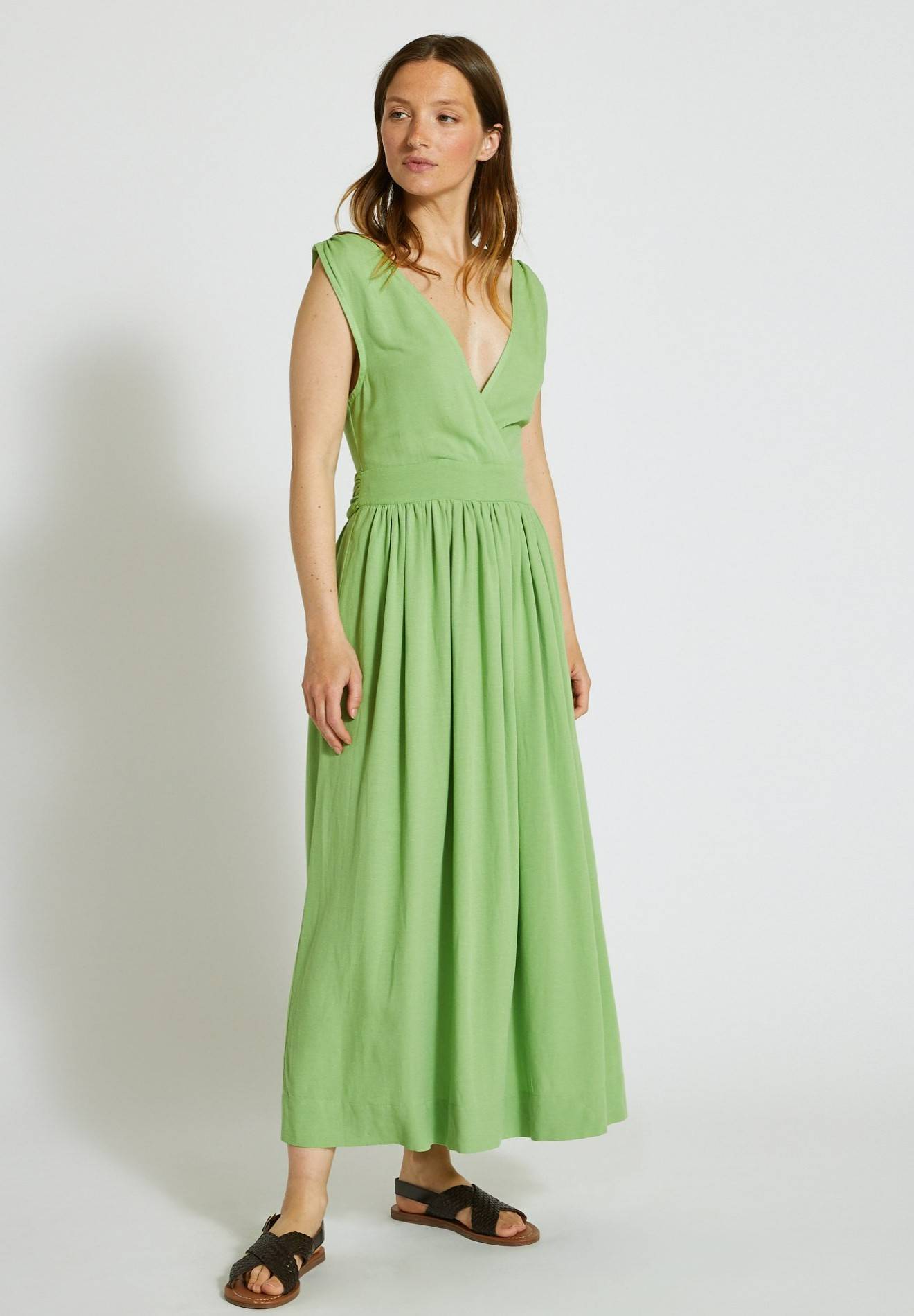 Robe longue dos nu Oekotex, Vert, large image number 3