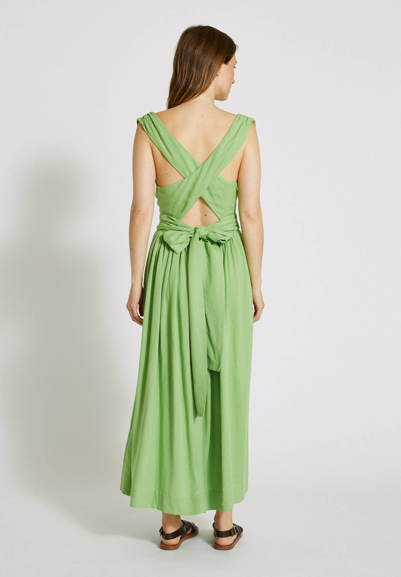 Robe longue dos nu Oekotex, Vert, large image number 4