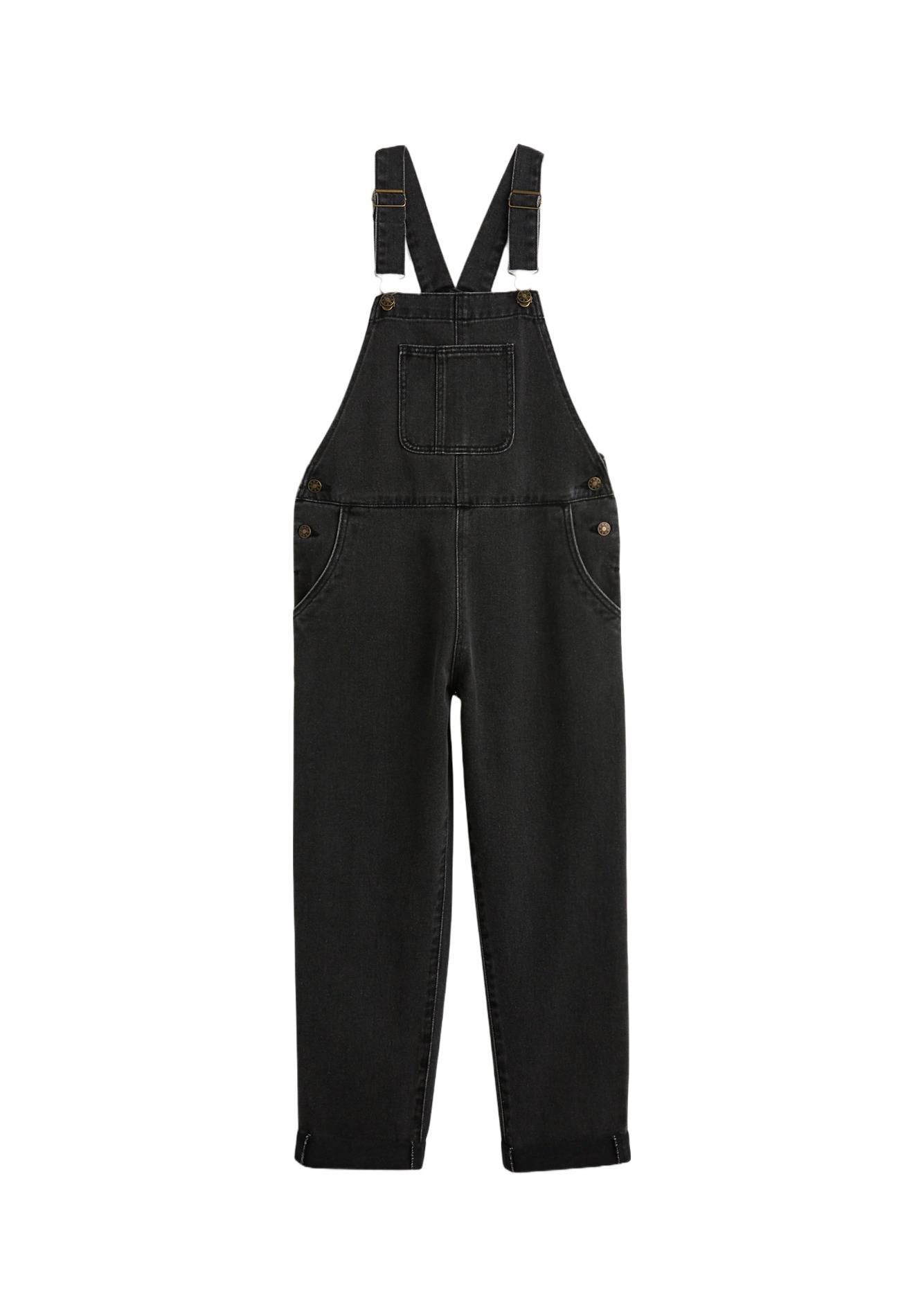 Salopette coupe droite en jean en coton, certifié OEKO-TEX, Gris foncé, large image number 4