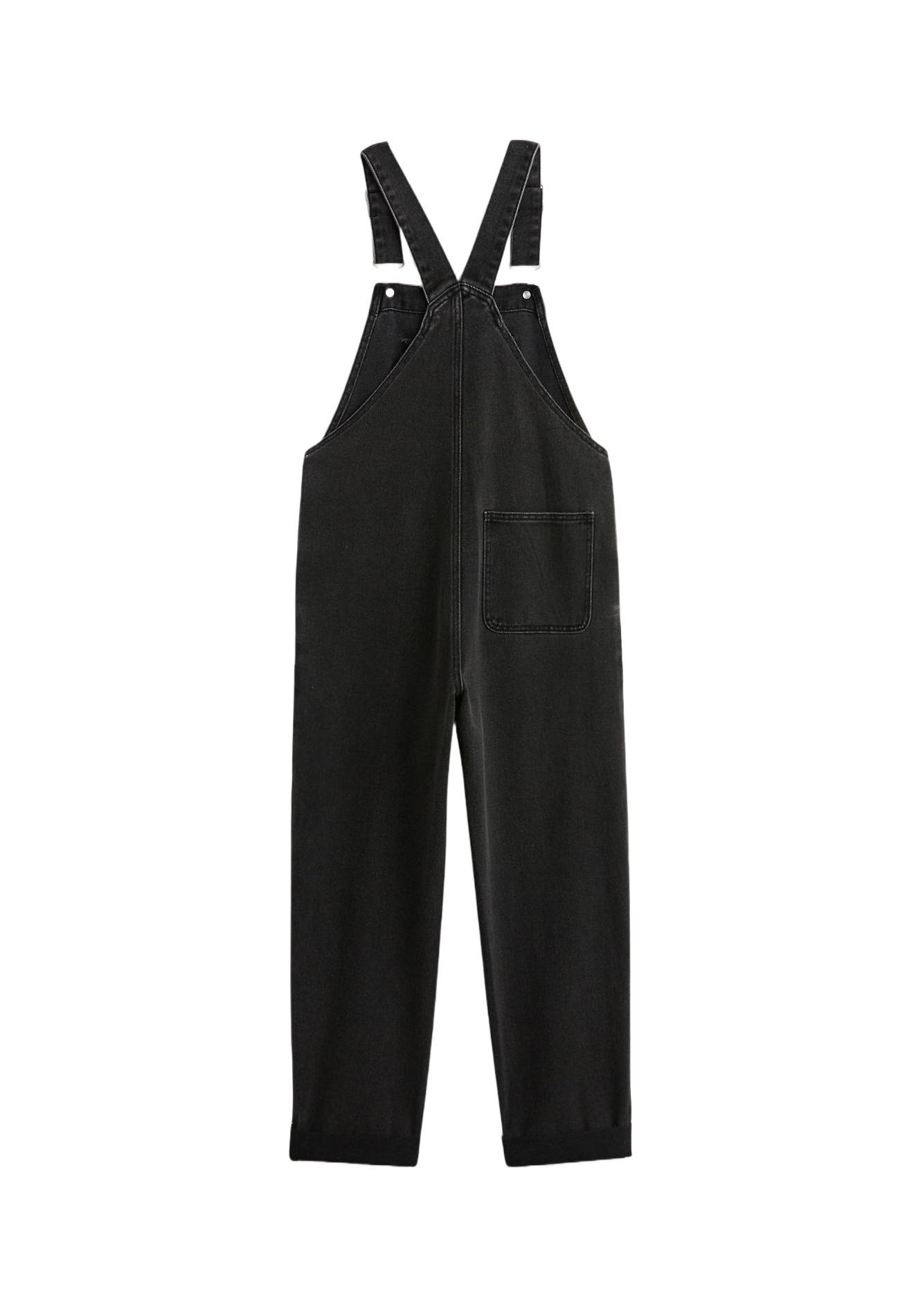 Salopette coupe droite en jean en coton, certifié OEKO-TEX, Gris foncé, large image number 5.0