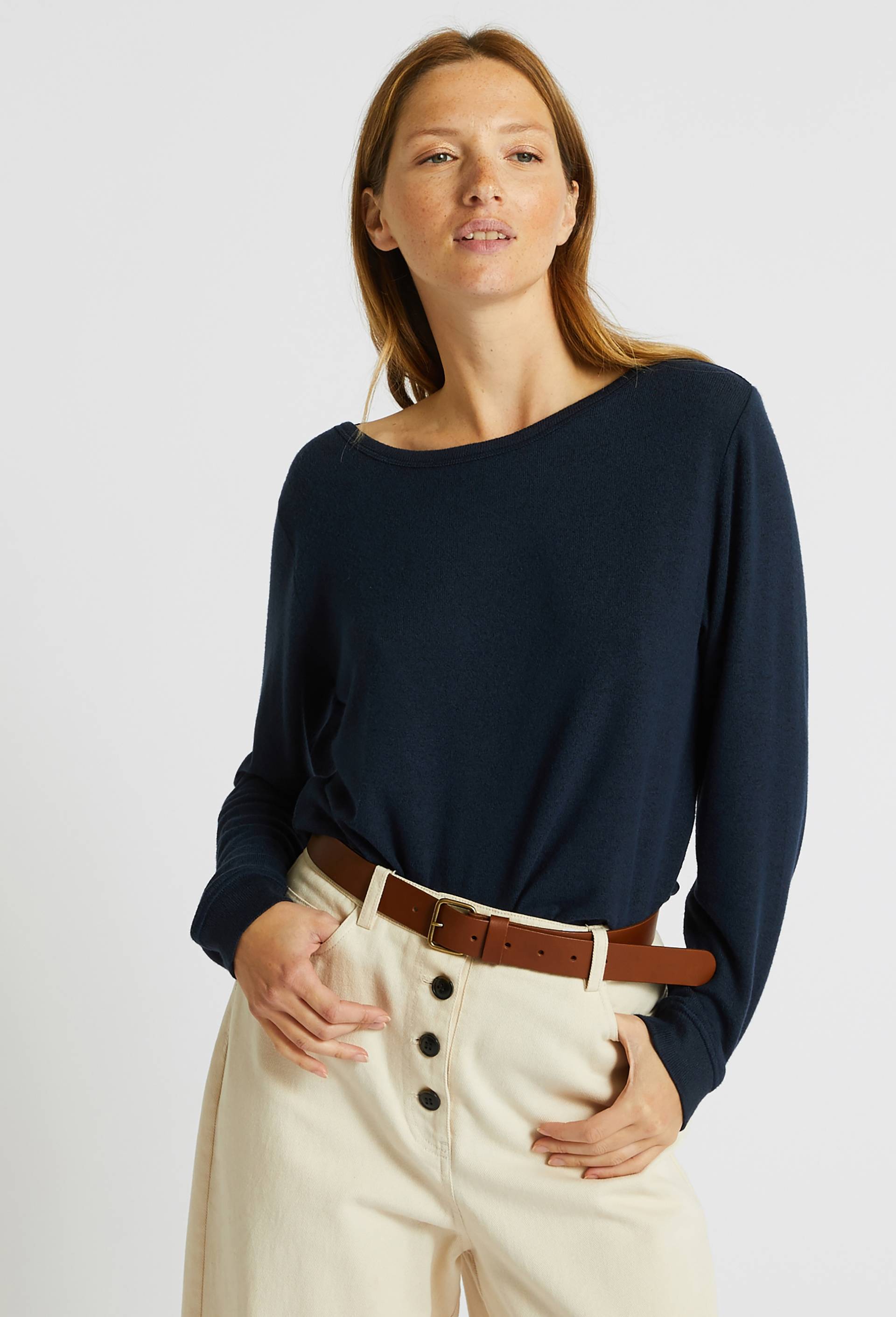 Pull col bateau en Viscose-Ecovero, Bleu foncé, large image number 0.0