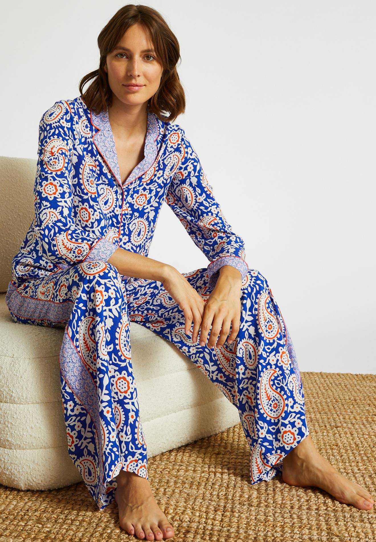 Pyjama large en viscose ECOVERO, Bleu, large image number 3