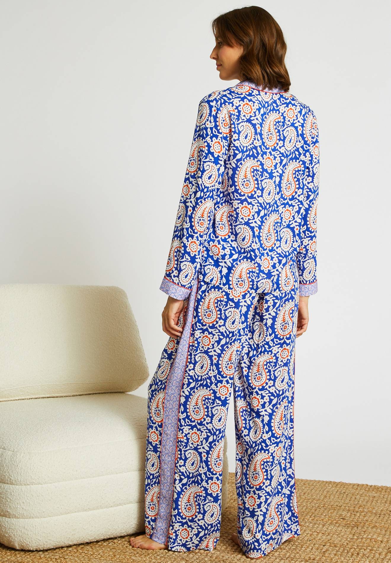 Pyjama large en viscose ECOVERO, Bleu, large image number 4