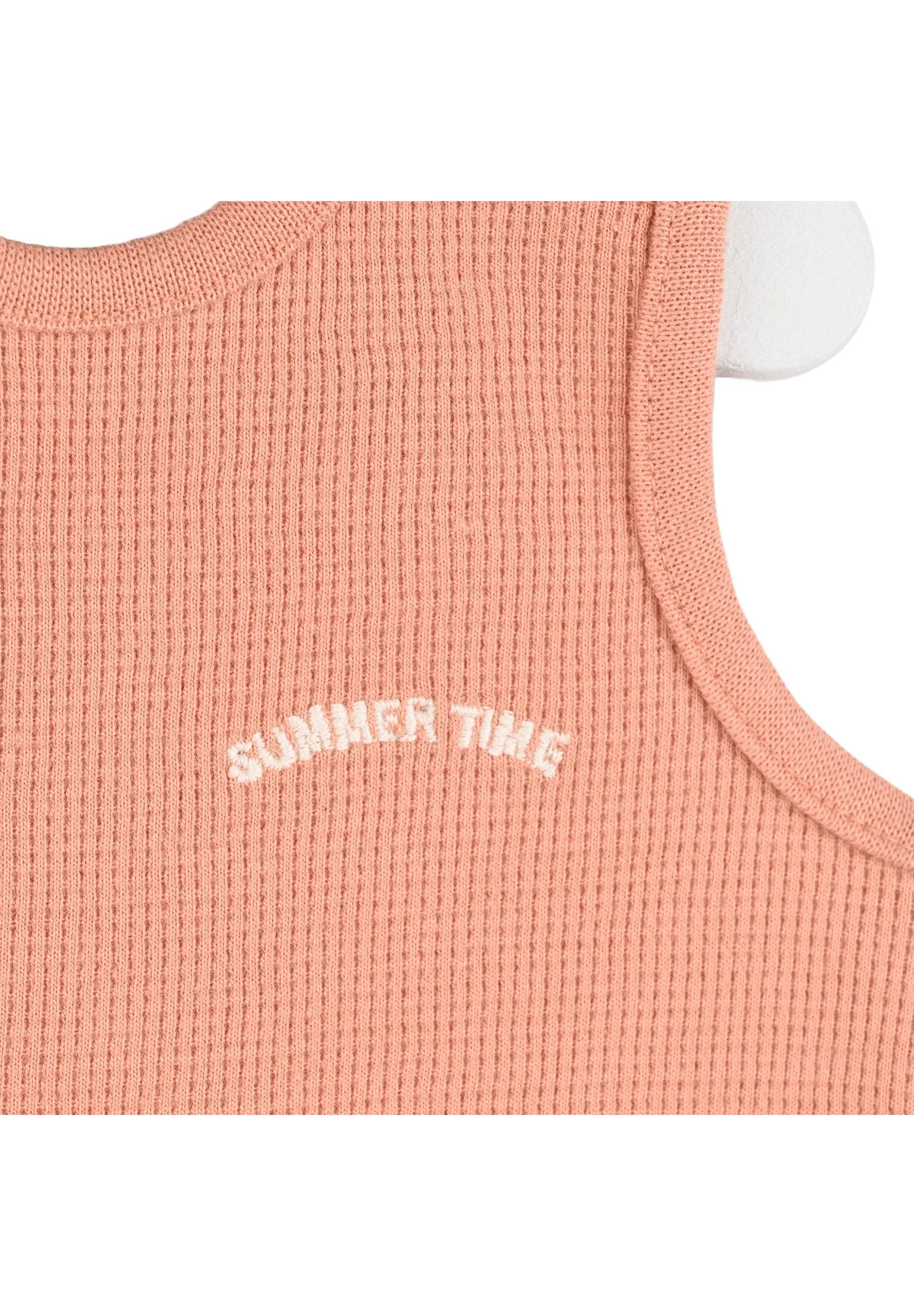 Combinaison gaufrée en coton biologique certifié Oekotex, Rose clair, large image number 5.0