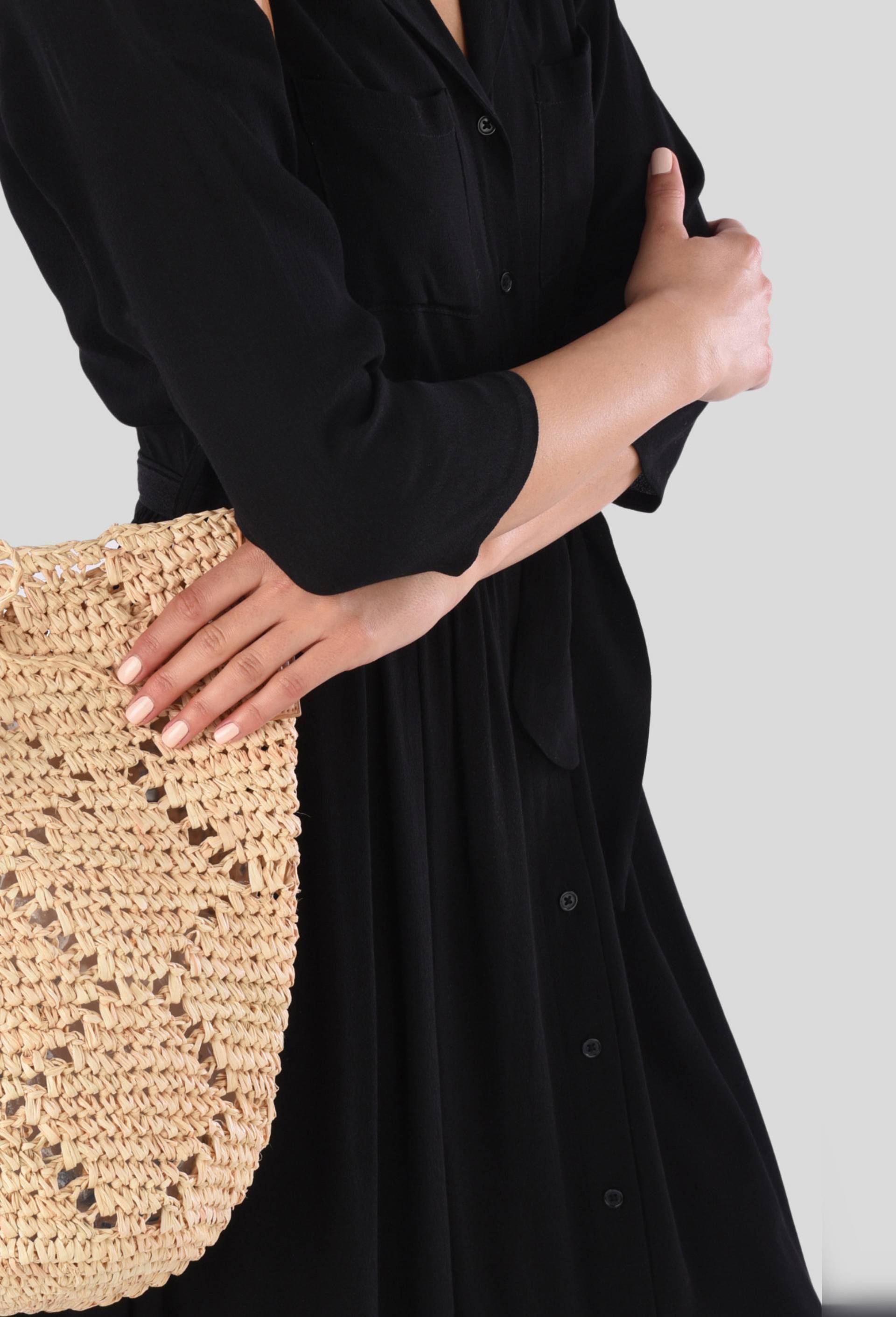 Sac seau en paille papier, Beige clair, large image number 1