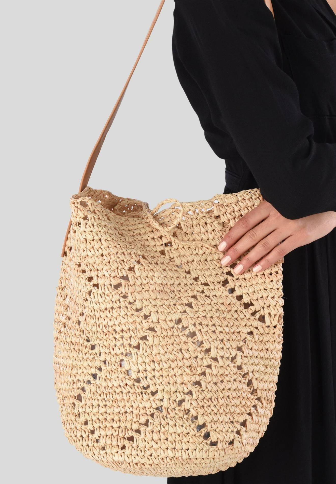 Sac seau en paille papier, Beige clair, large image number 4