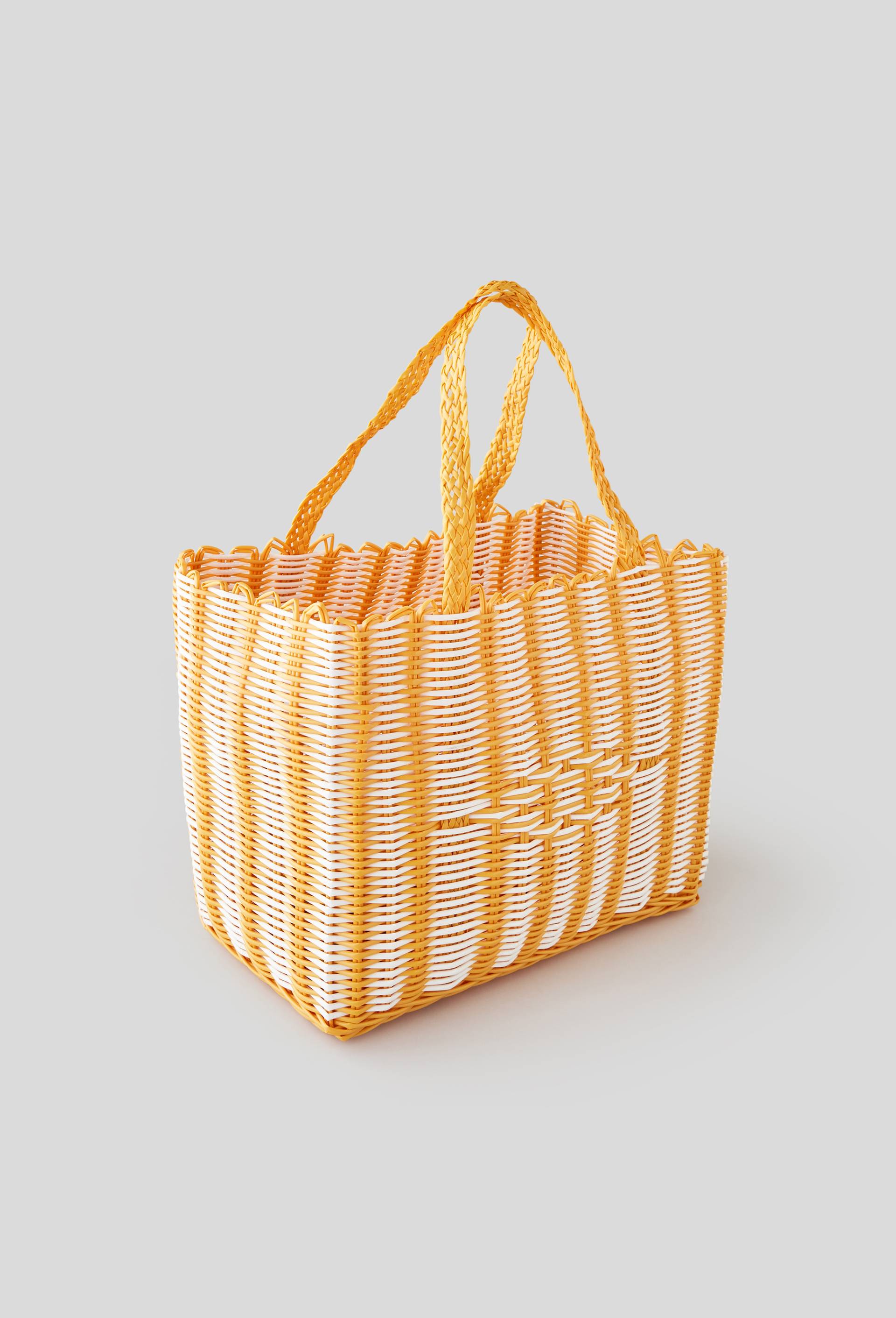 Panier tressé en plastique, 31 x 40 x 20 cm, Jaune, large image number 0.0