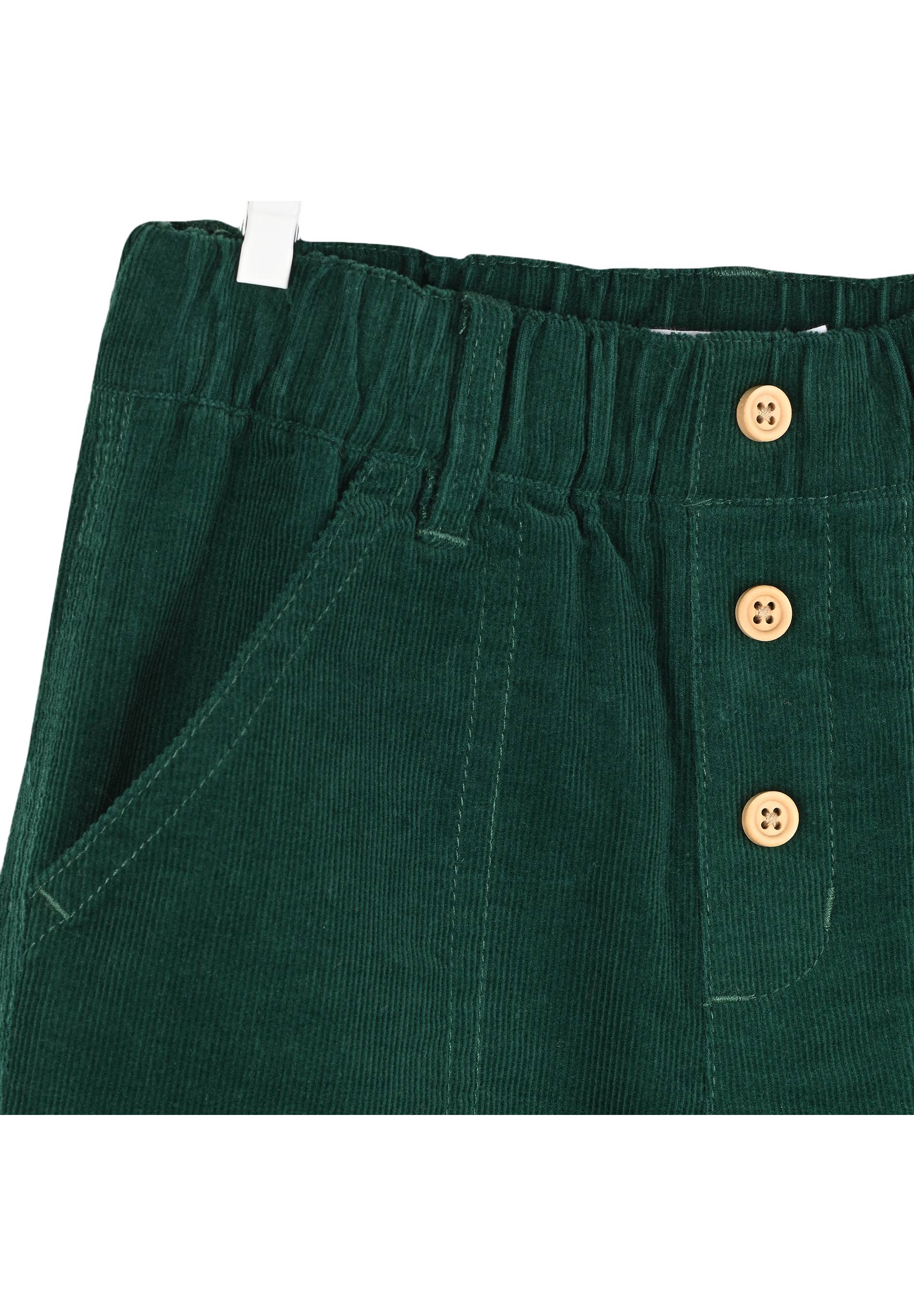 Pantalon uni en velours doublé taille élastique, garçon, OEKO-TEX, Vert foncé, large image number 5