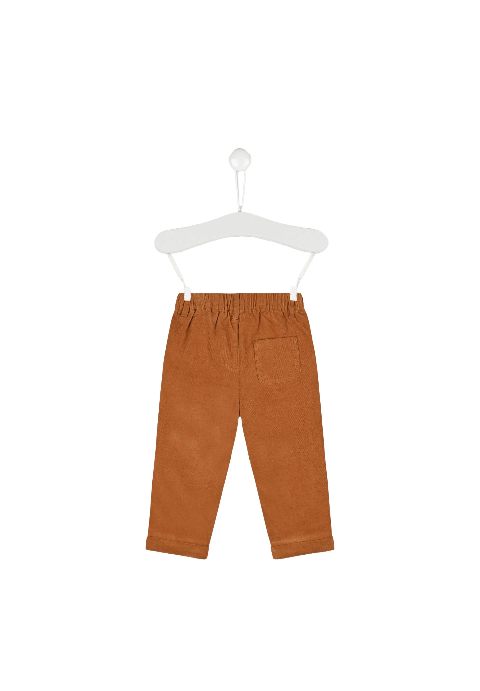 Pantalon uni en velours doublé taille élastique, garçon, OEKO-TEX, Brun clair, large image number 4