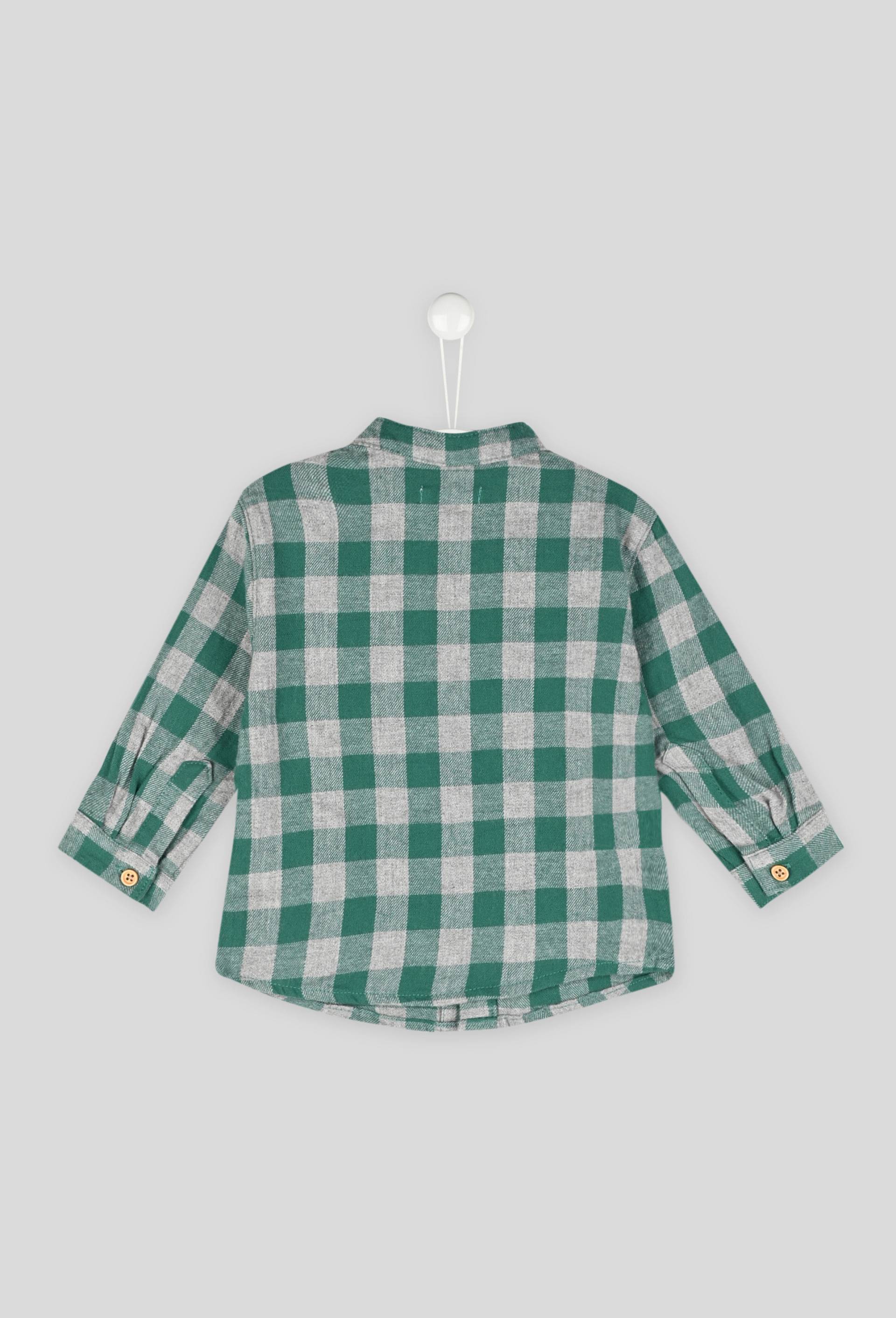 Chemise col mao à carreaux en coton, Vert foncé, large image number 1