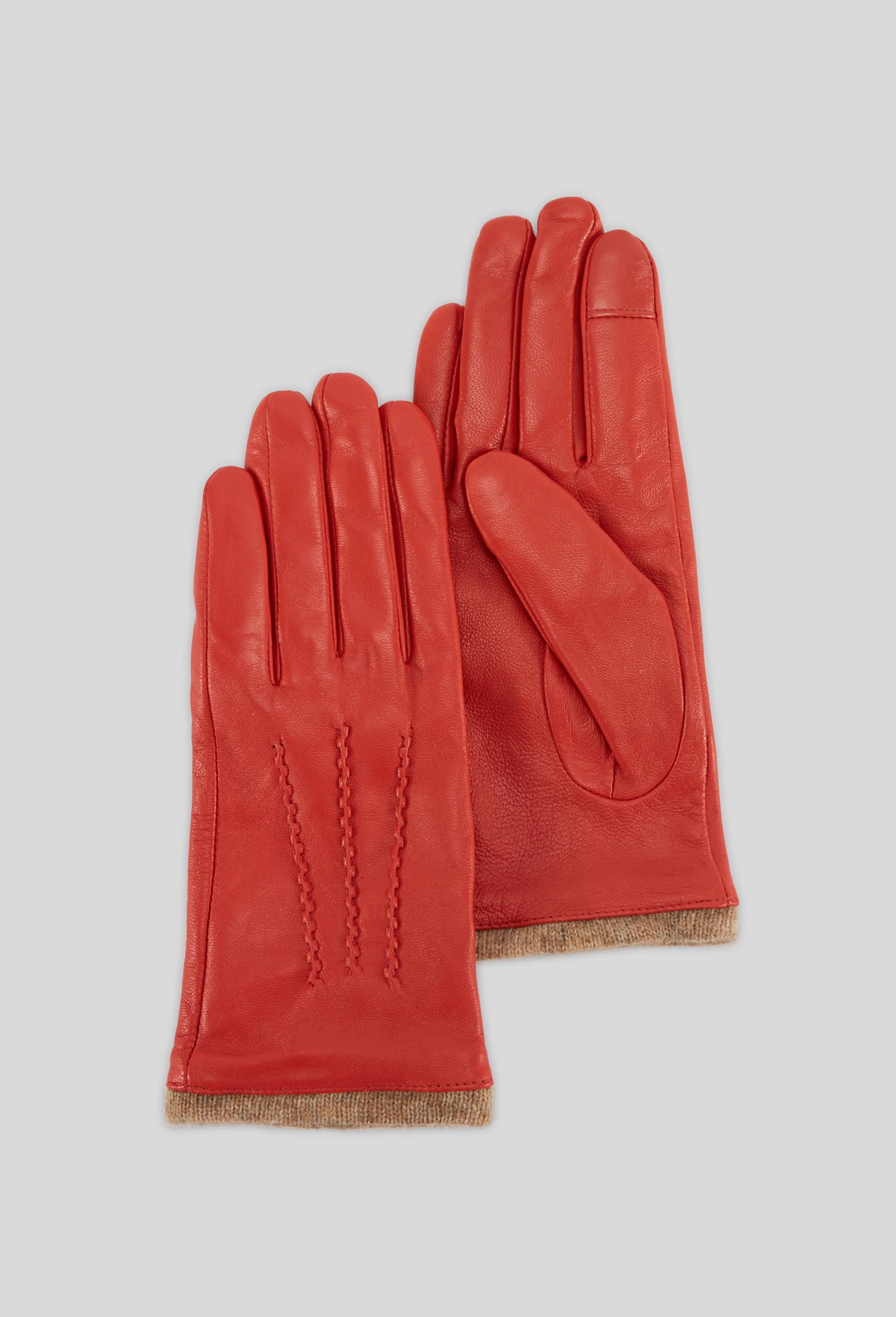 Gants tactiles en cuir, Rouge, large image number 0
