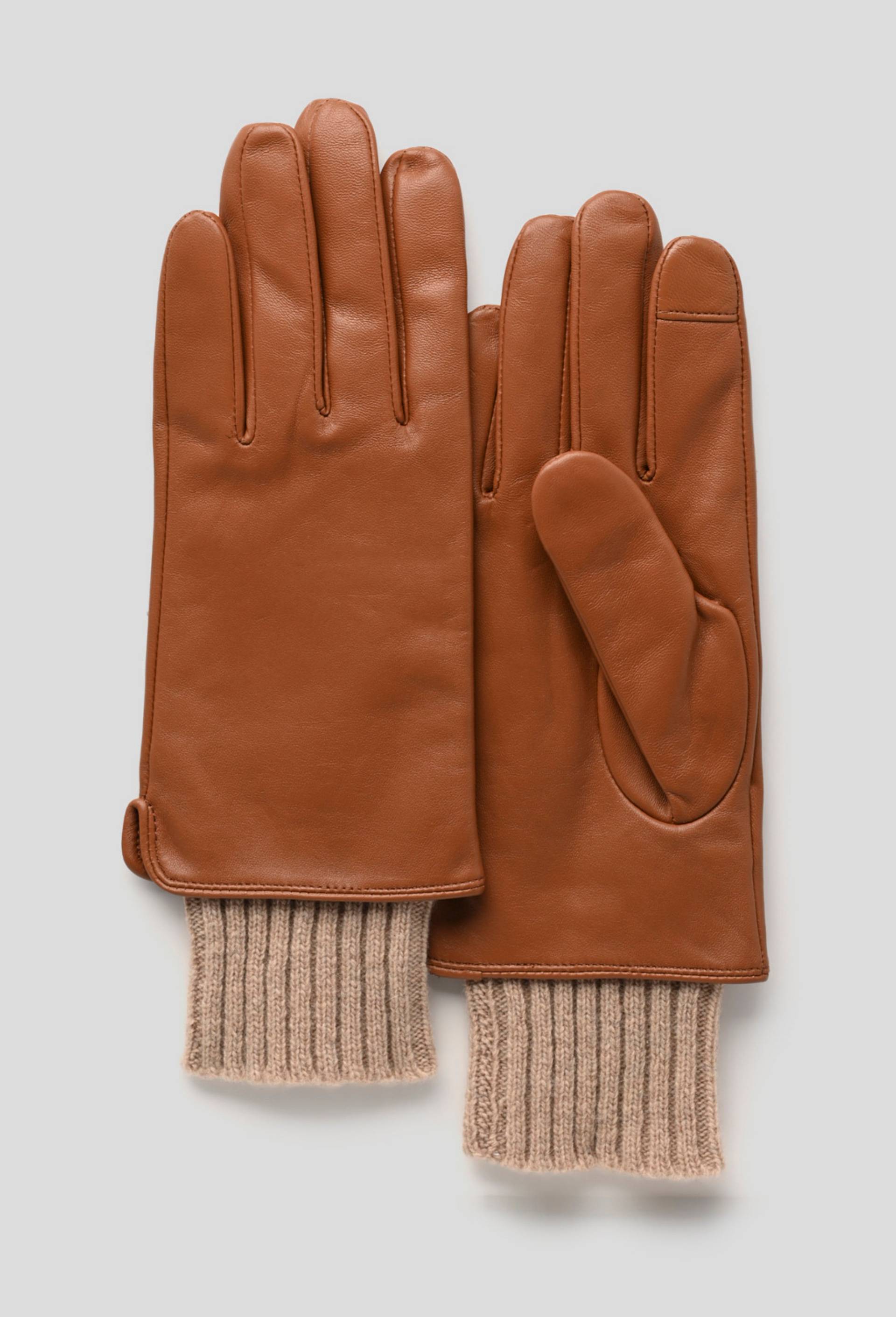 Gants à manchon en cuir, Beige, large image number 0.0