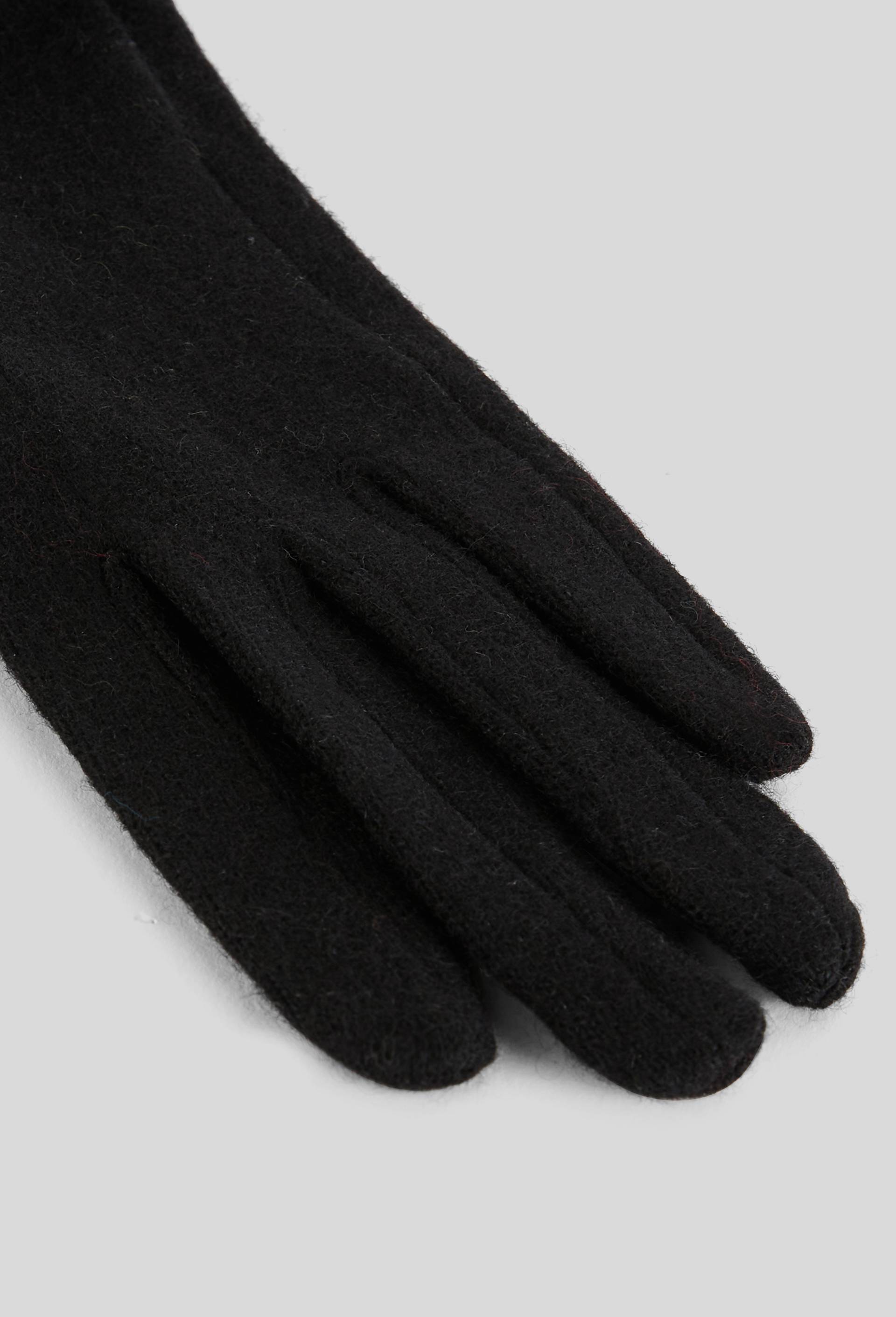 Gants tactiles détail fourrure contenant de la laine, Noir, large image number 1.0