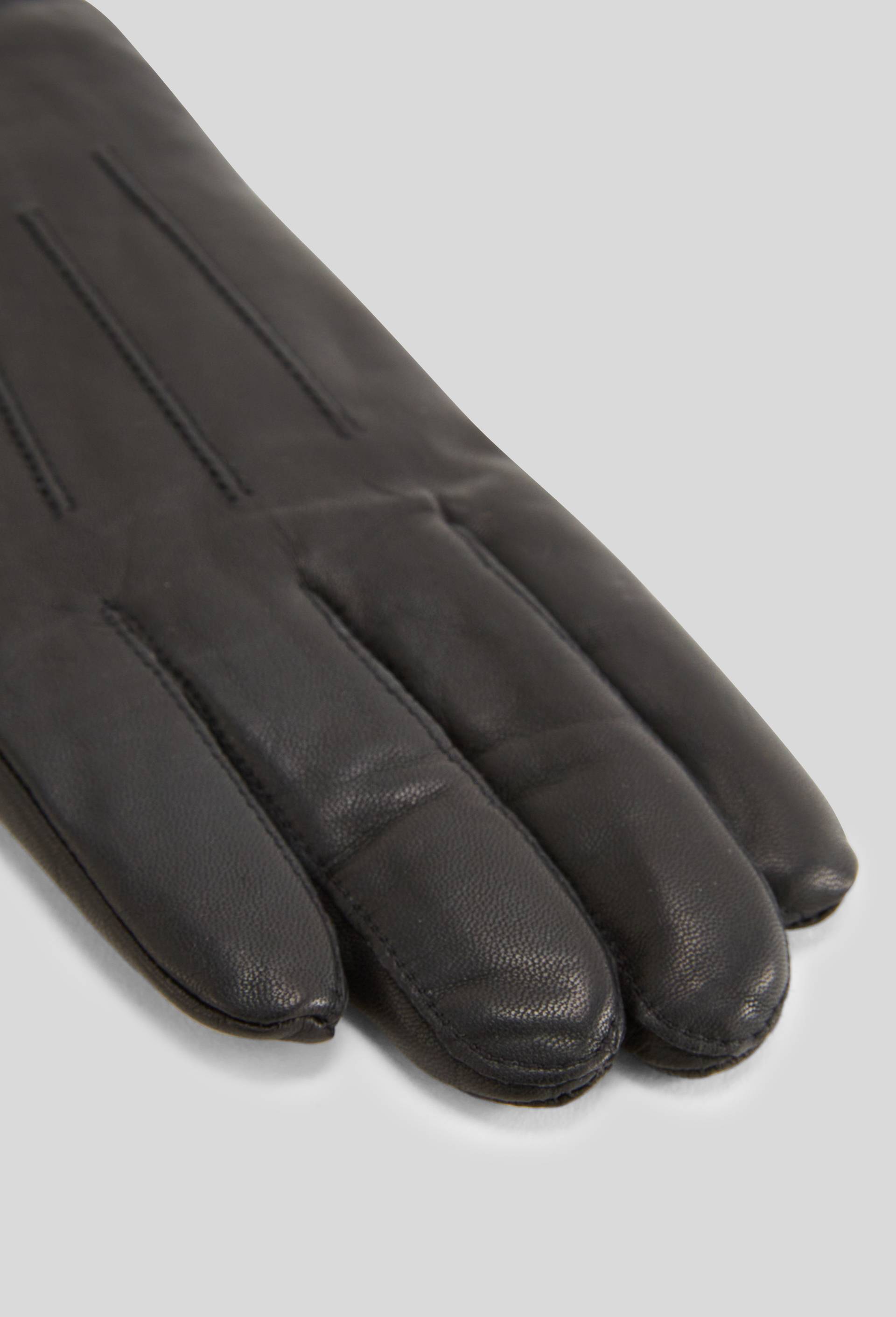 Gants fourrés en cuir, Noir, large image number 2
