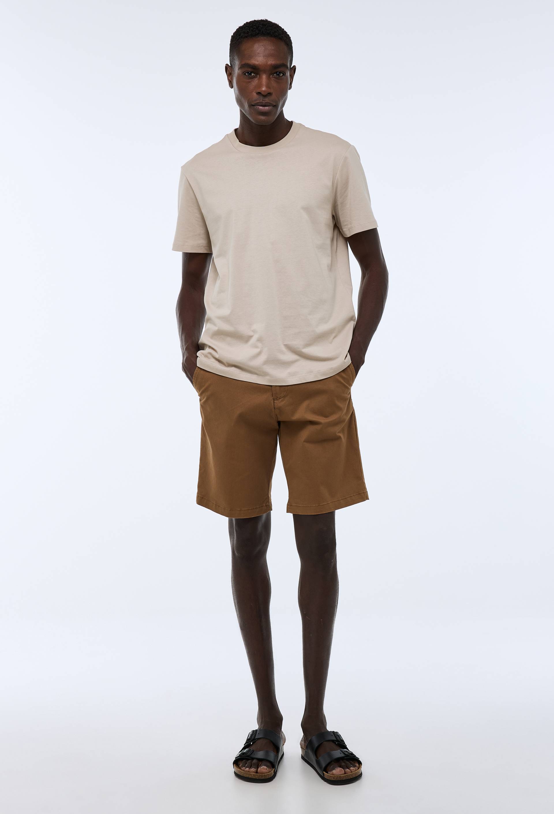 Bermuda straight en coton GOTS, Brun, large image number 0