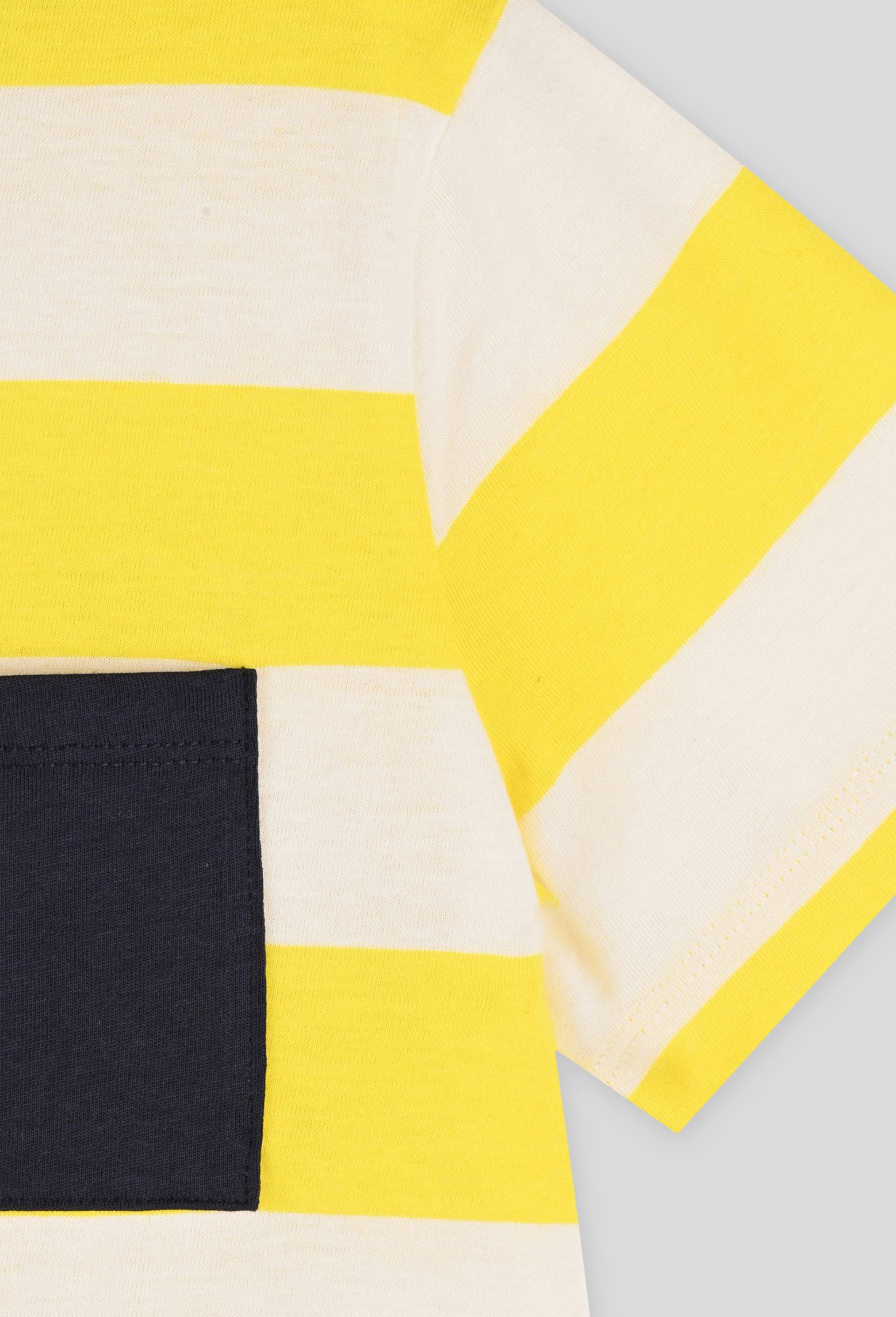 Pyjama court poche poitrine rayé en coton BIO, Jaune, large image number 2.0