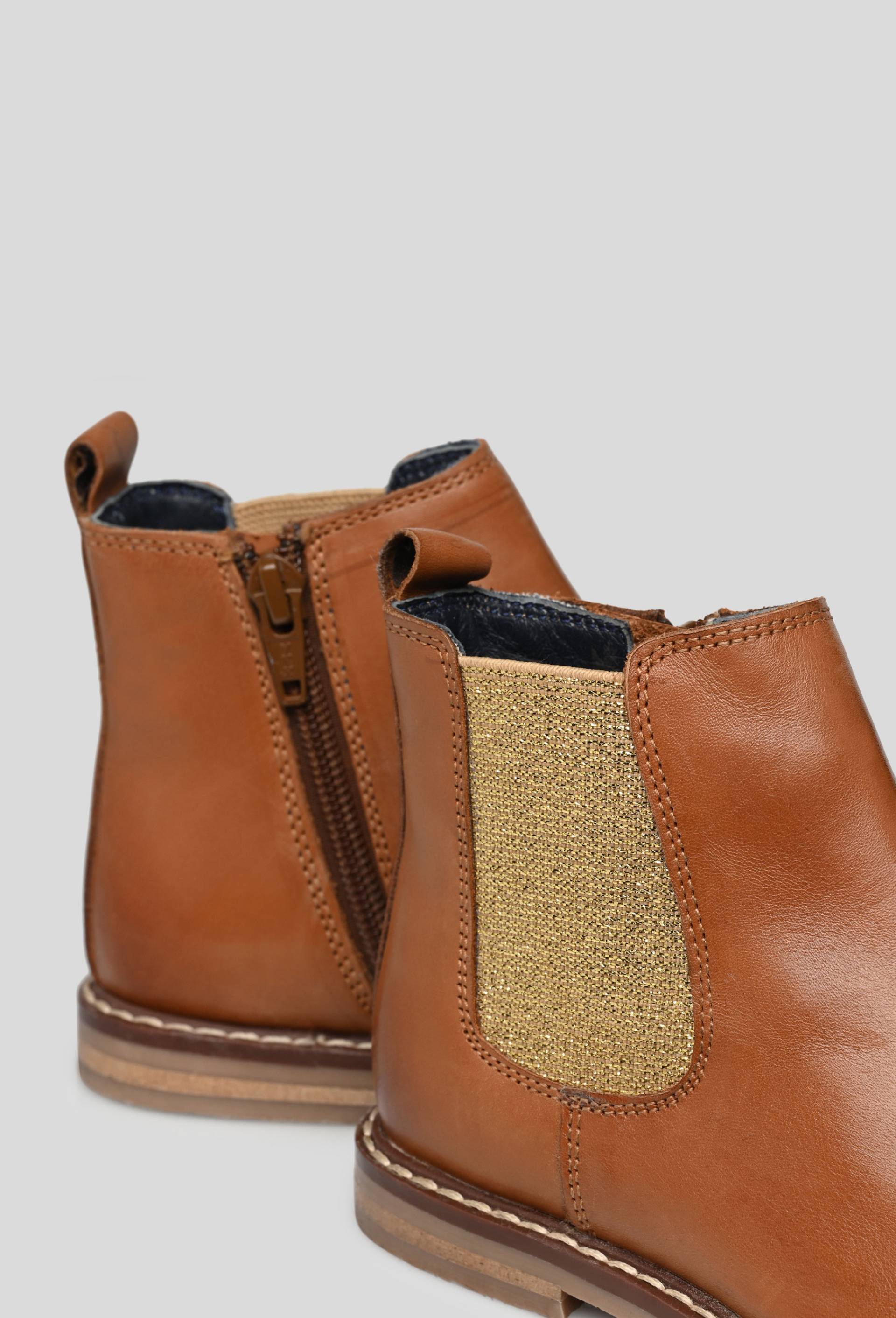 Bottines enfant croute de cuir, Brun clair, large image number 2