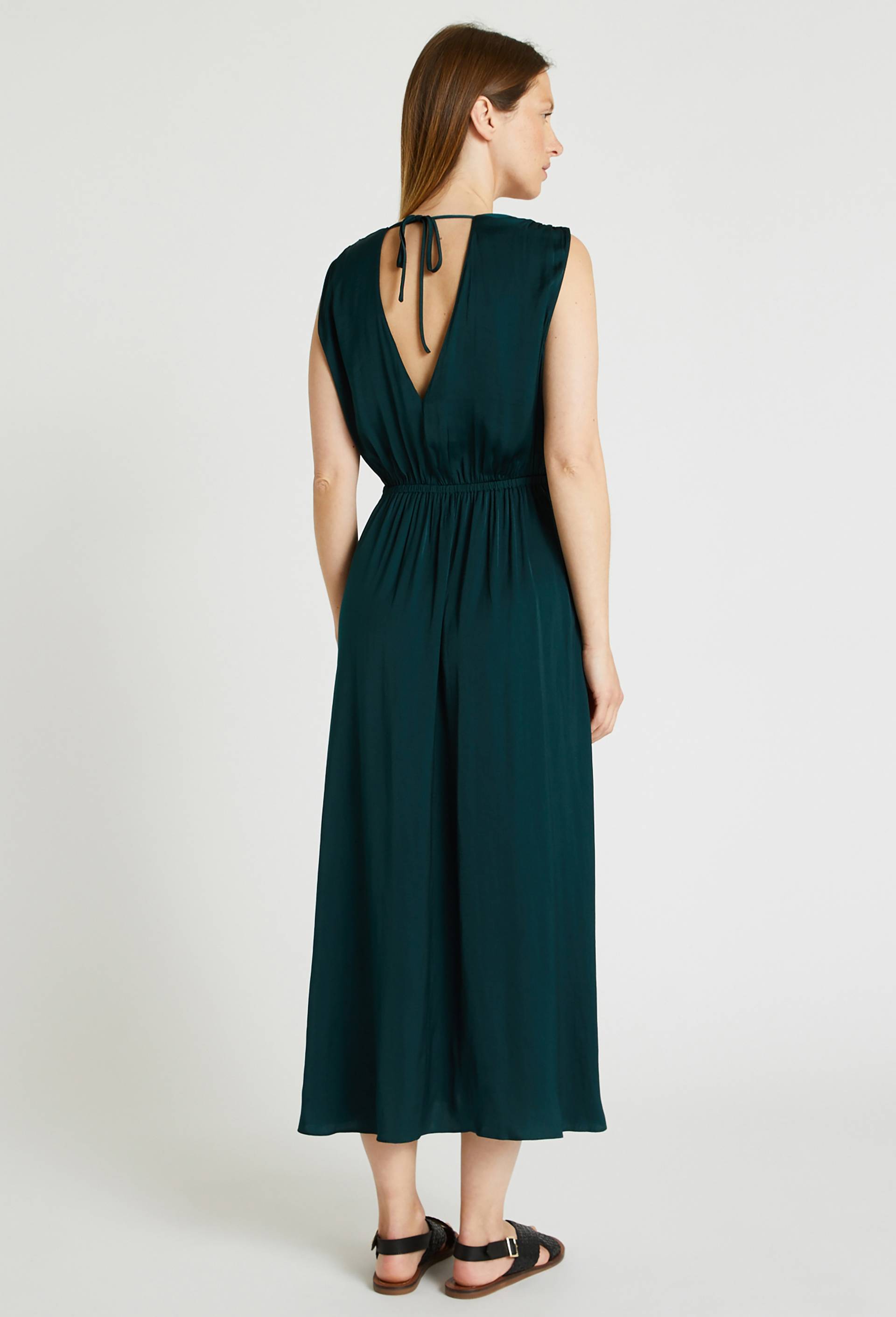 Robe fluide sans manche unie, Vert foncé, large image number 1