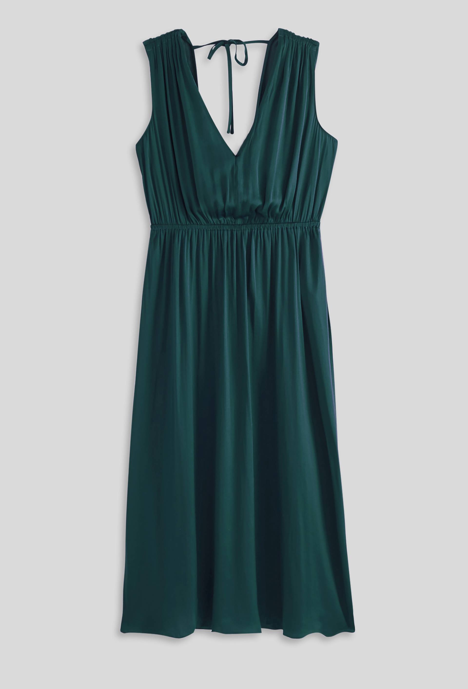 Robe fluide sans manche unie, Vert foncé, large image number 2
