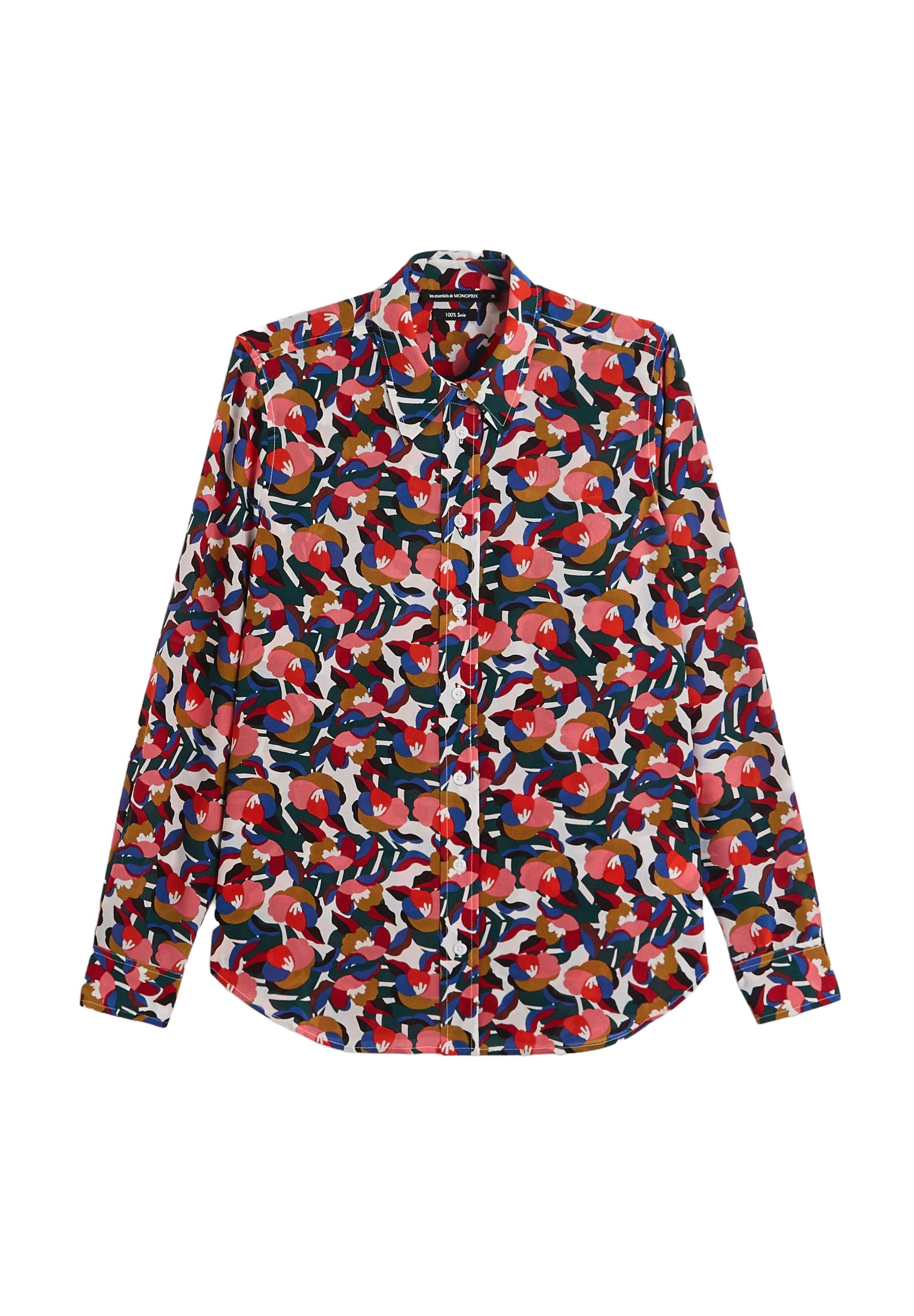 Chemise imprimée en soie, Orange, large image number 5