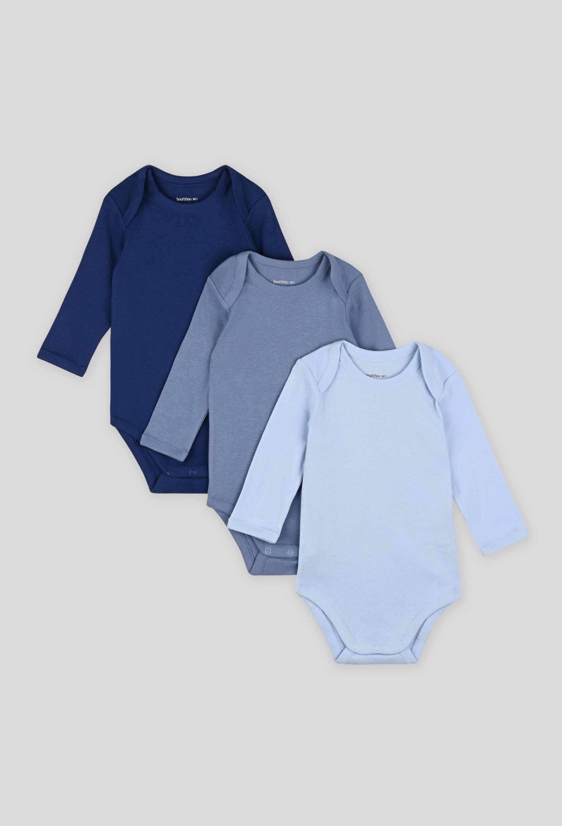 Lot de 3 bodies manches longues certifiés Oekotex, Bleu, large image number 0