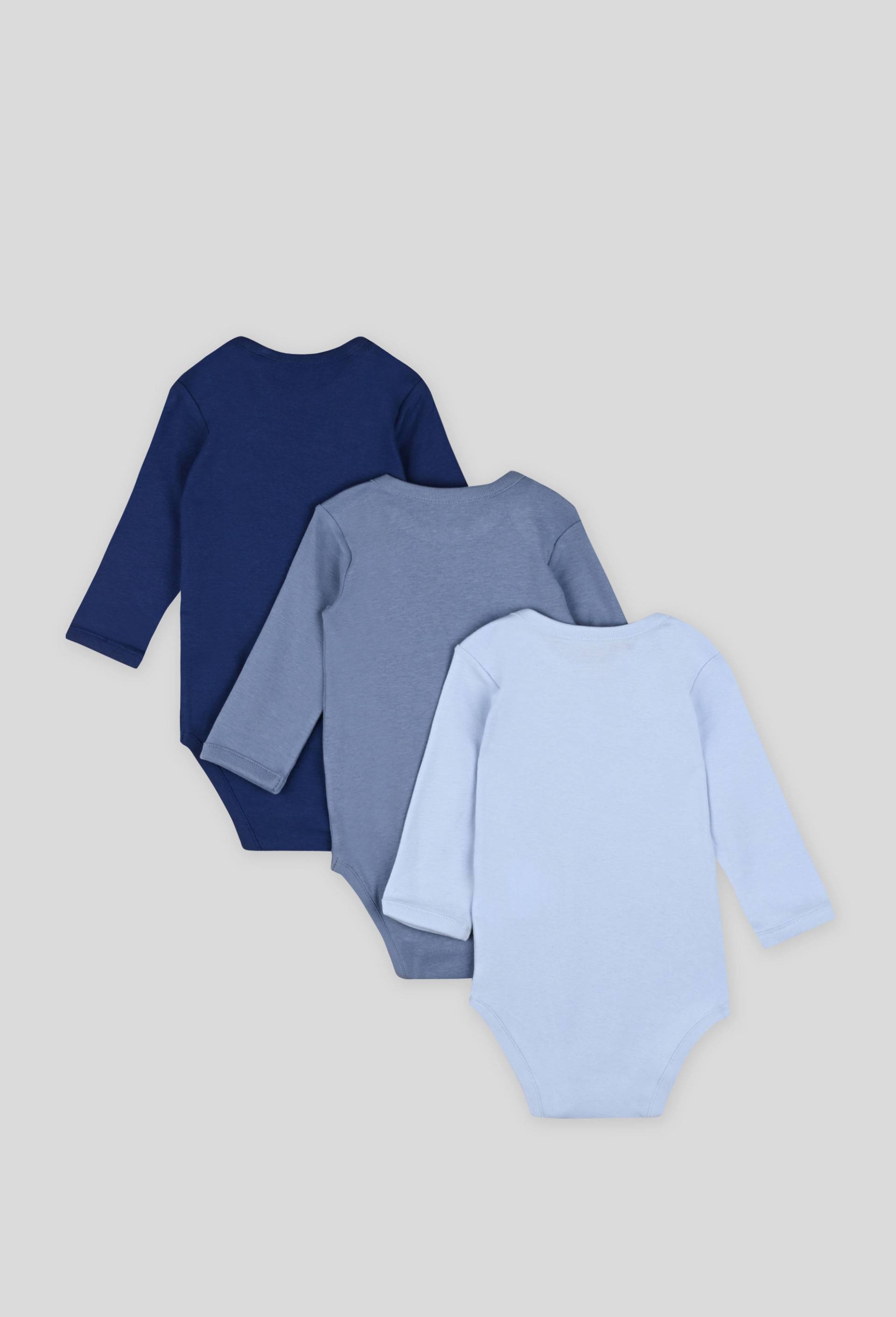 Lot de 3 bodies manches longues certifiés Oekotex, Bleu, large image number 1.0