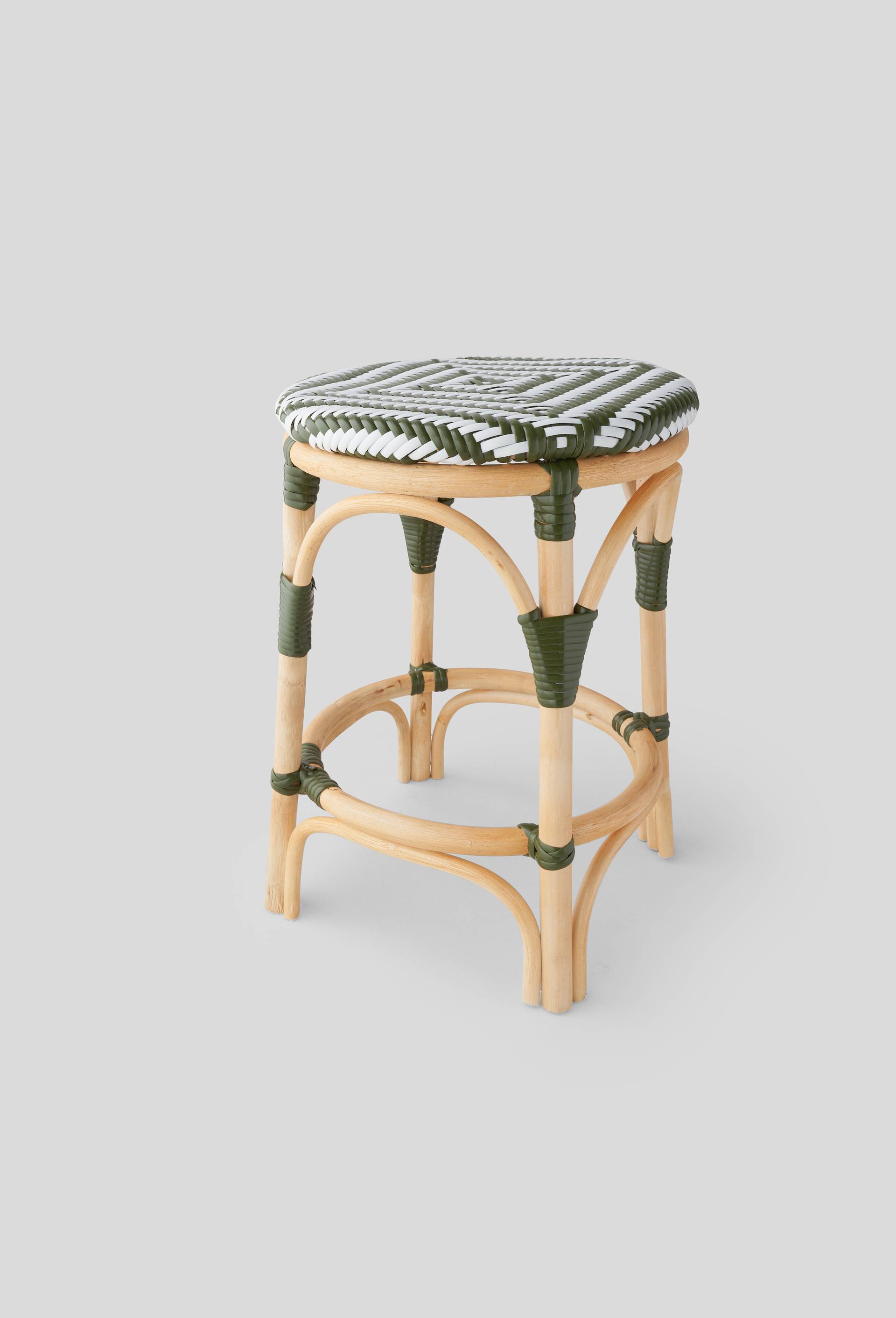 Tabouret bistrot, 42xH47cm, en rotin et plastique, Vert foncé, swatch image