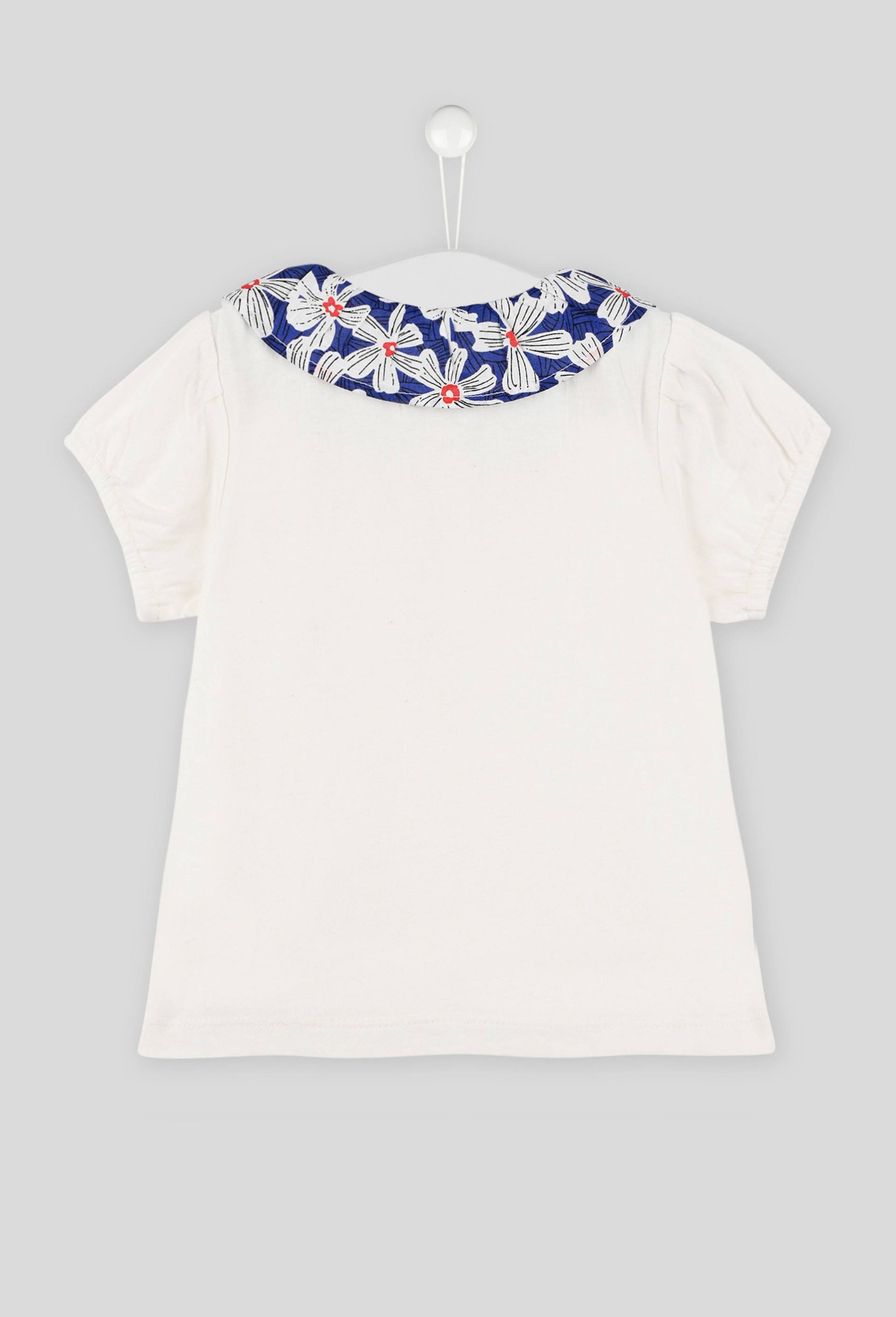 Blouse à col imprimé en coton BIO certifiée Oekotex, Ecru, large image number 1