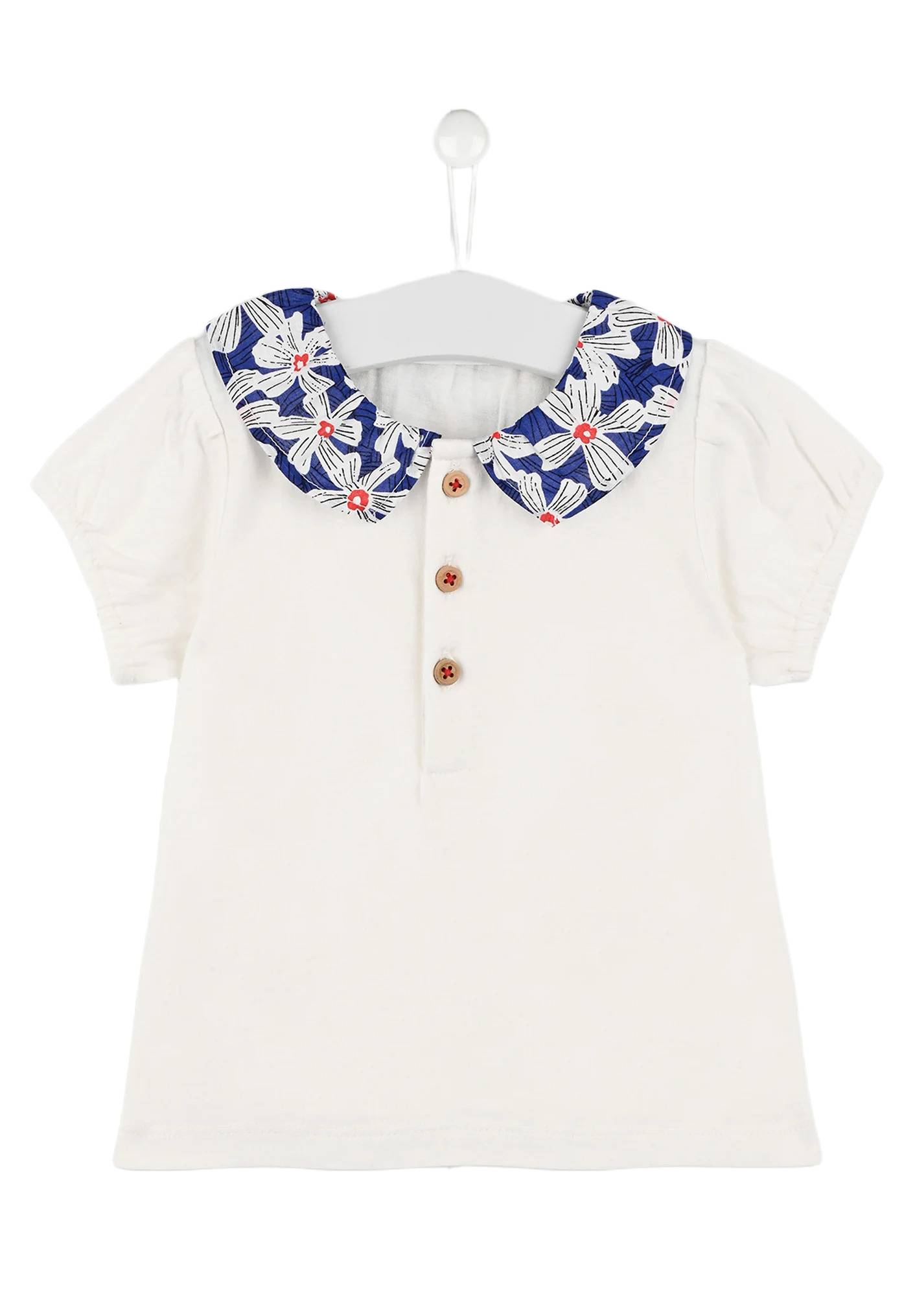 Blouse à col imprimé en coton BIO certifiée Oekotex, Ecru, large image number 3