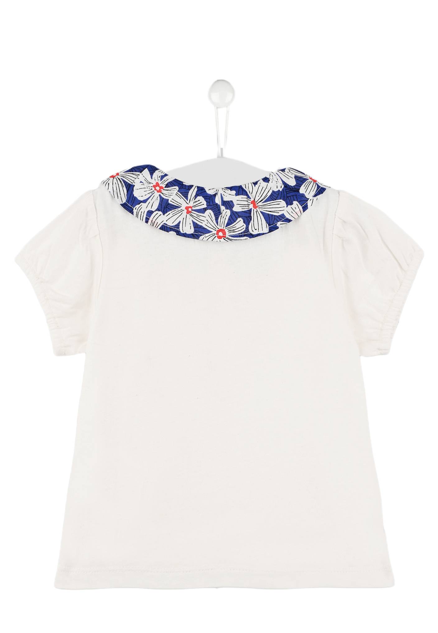 Blouse à col imprimé en coton BIO certifiée Oekotex, Ecru, large image number 4