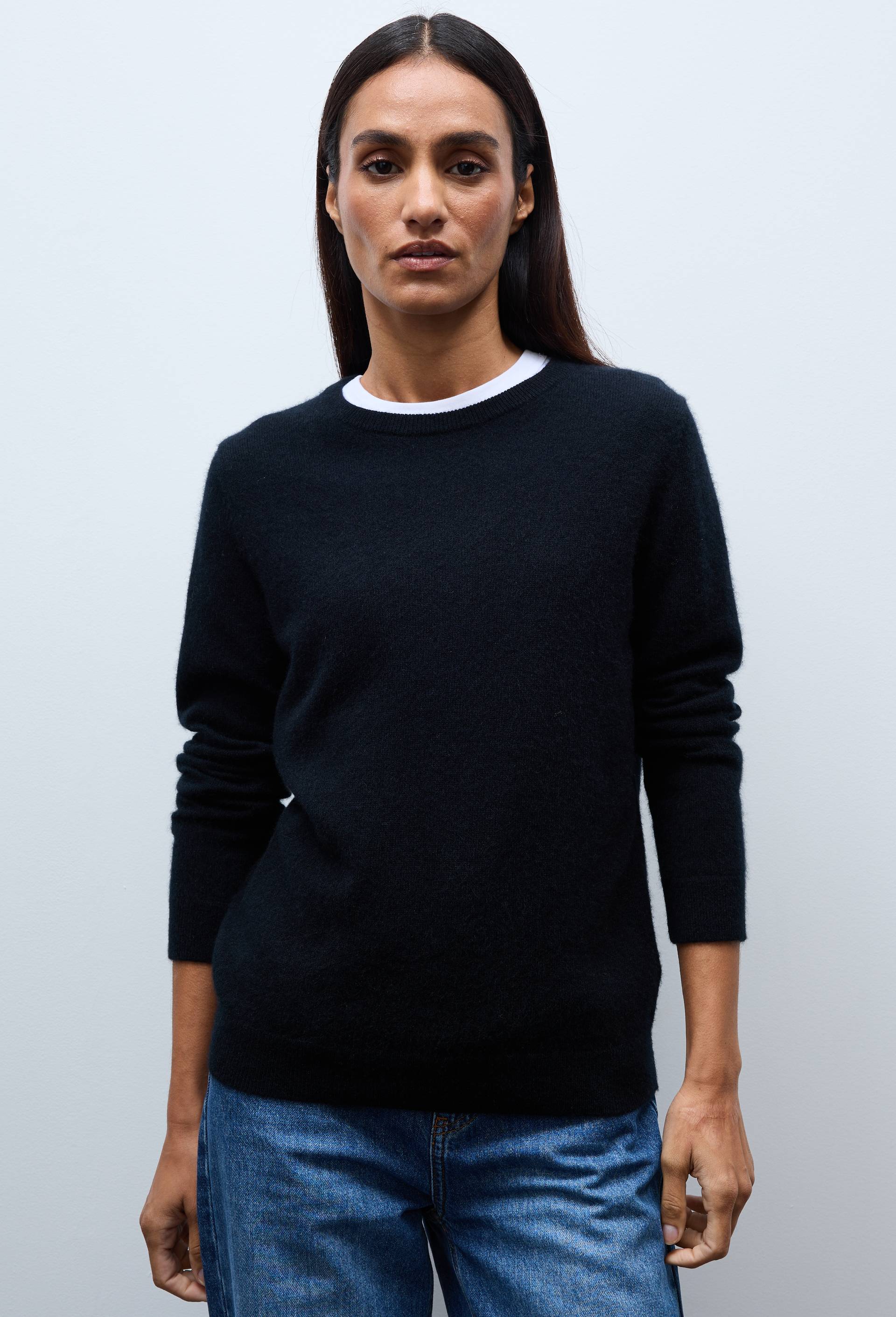 Pull uni col rond en 100% cachemire, Noir, large image number 0