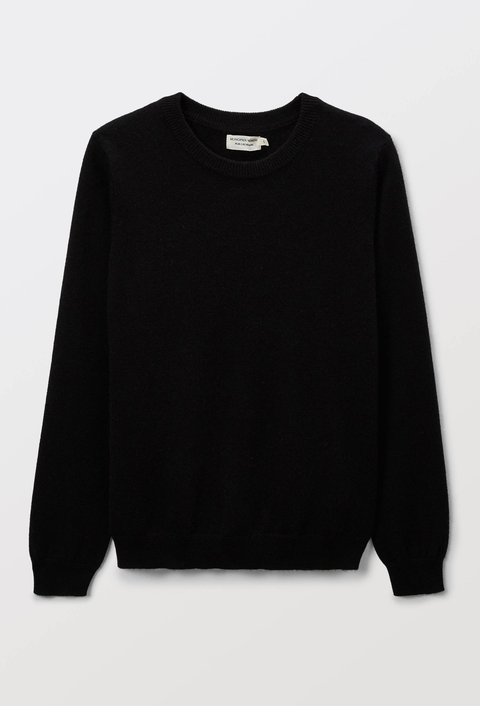 Pull uni col rond en 100% cachemire, Noir, large image number 2