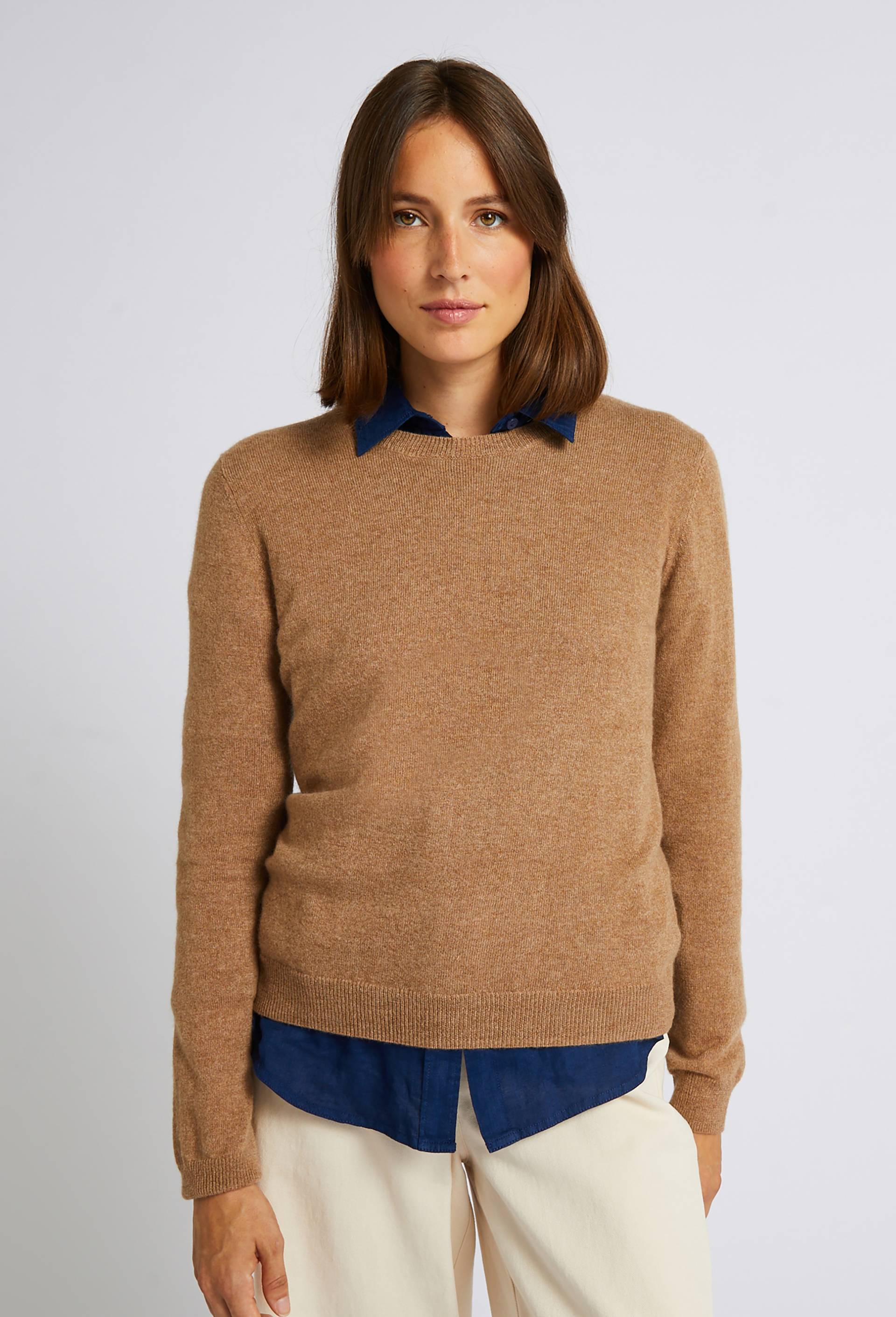 Pull col rond en cachemire, Beige, large image number 0.0