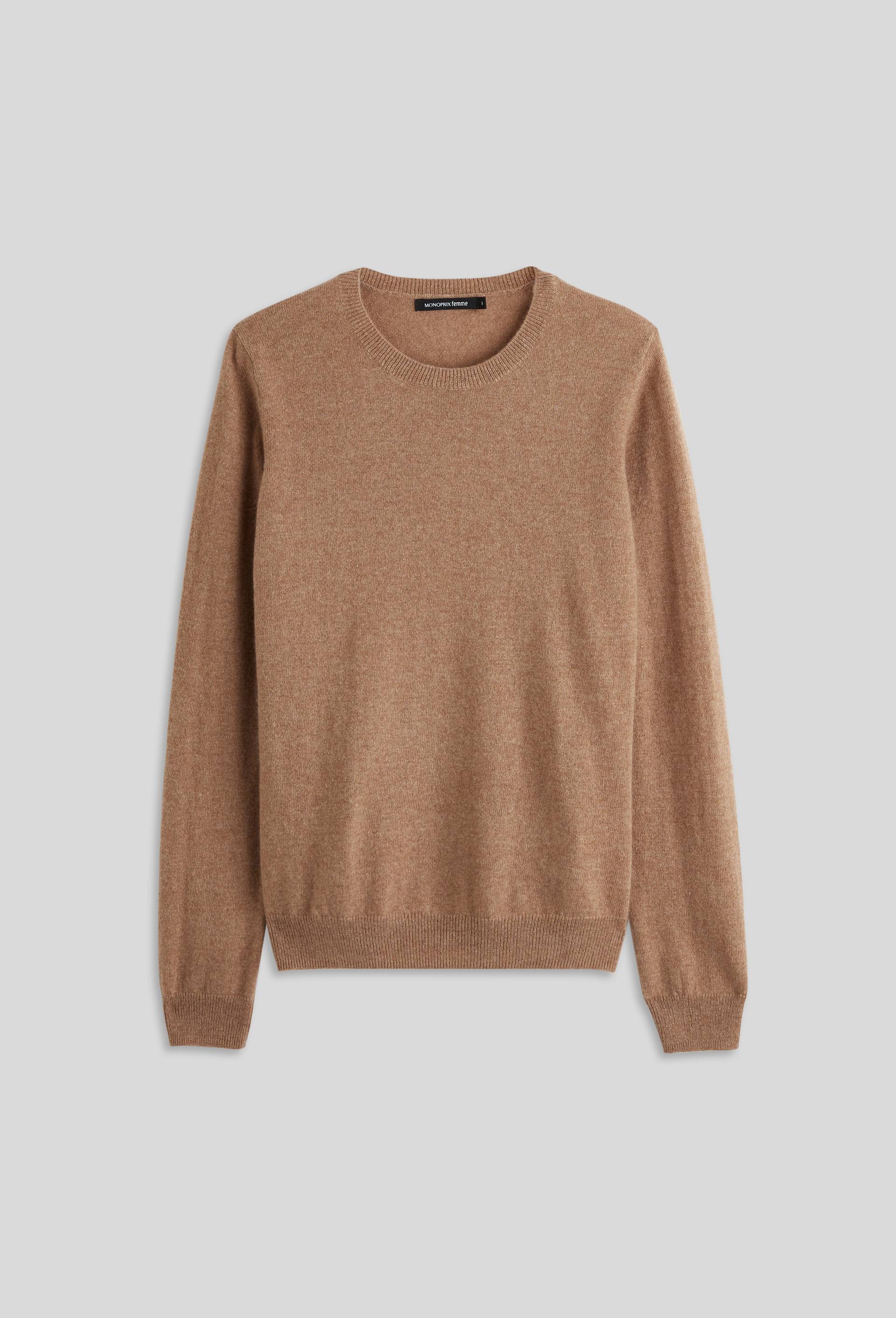 Pull col rond en cachemire, Beige, large image number 2