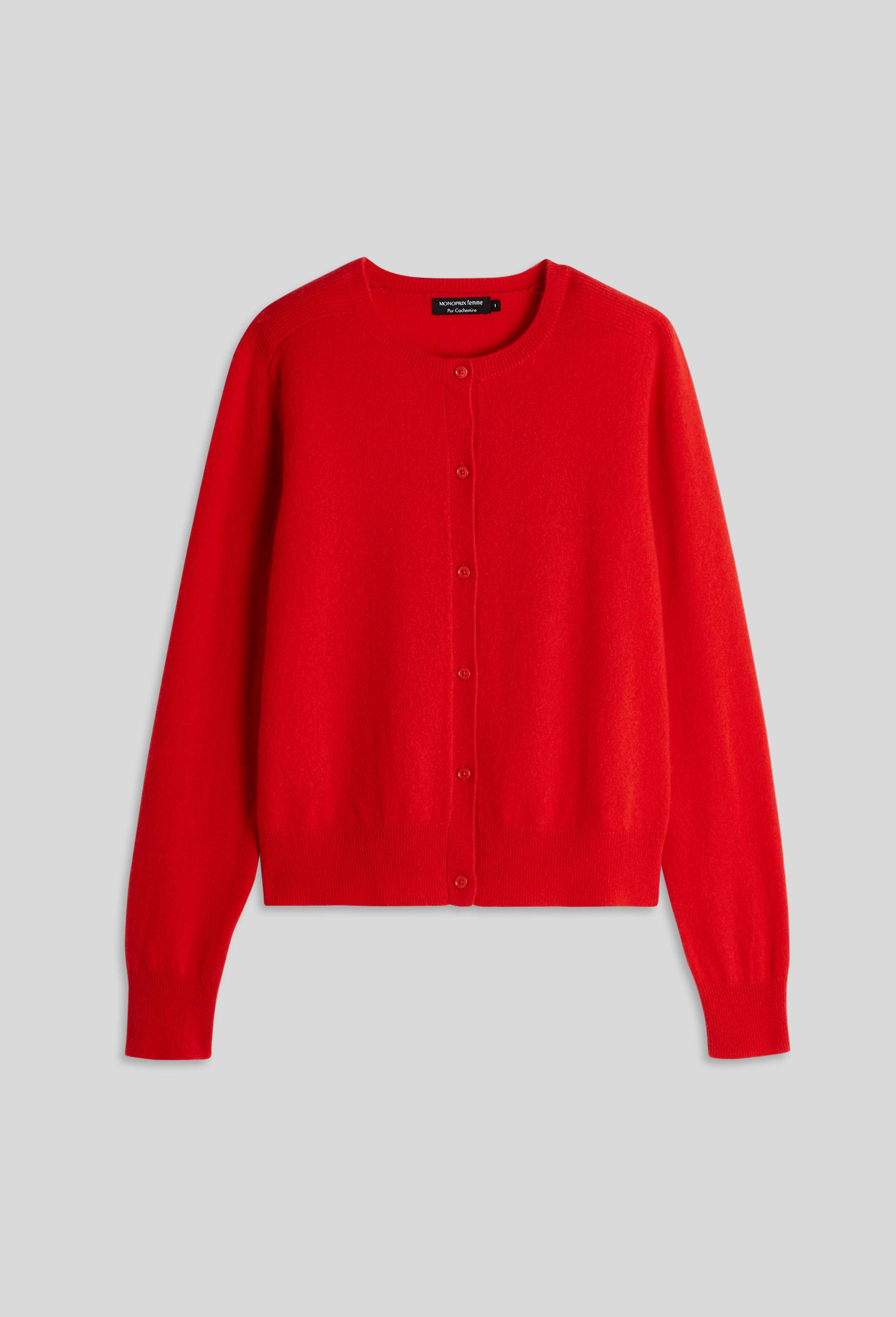 Cardigan col rond en cachemire, Rouge, large image number 2