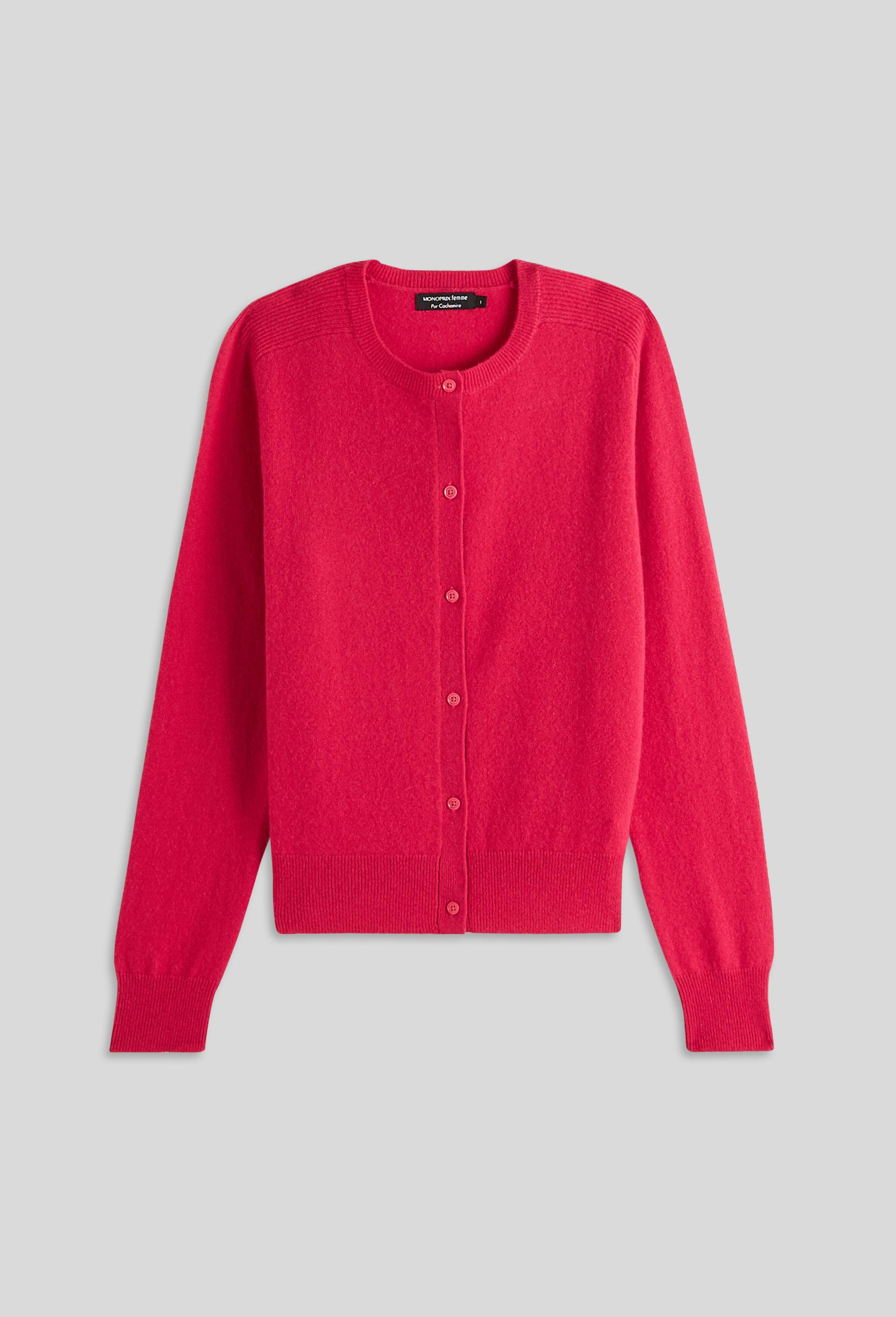 Cardigan col rond en cachemire, Rose foncé, large image number 2