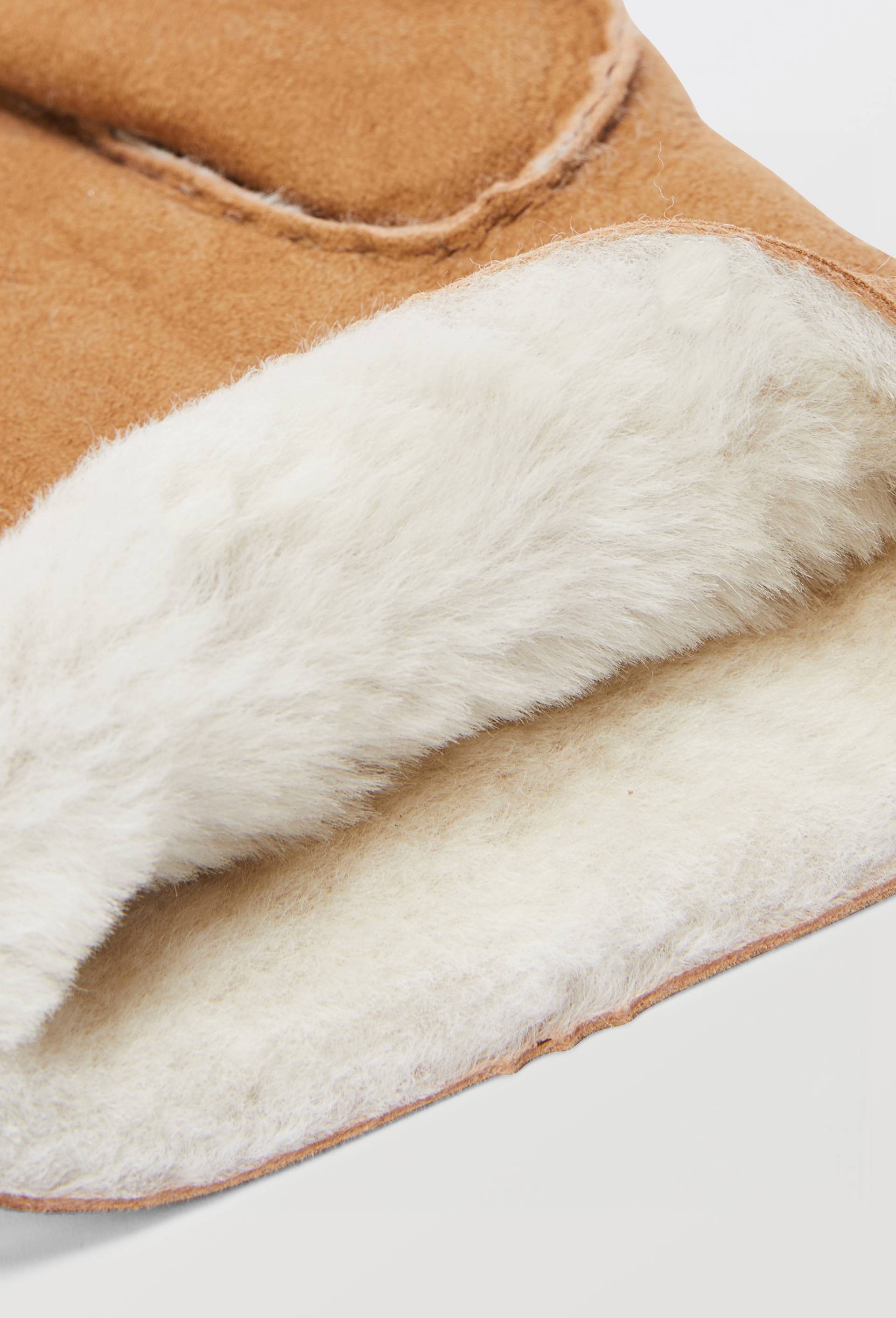 Gants cuir en peau lain&eacute;e, Beige, large image number 1