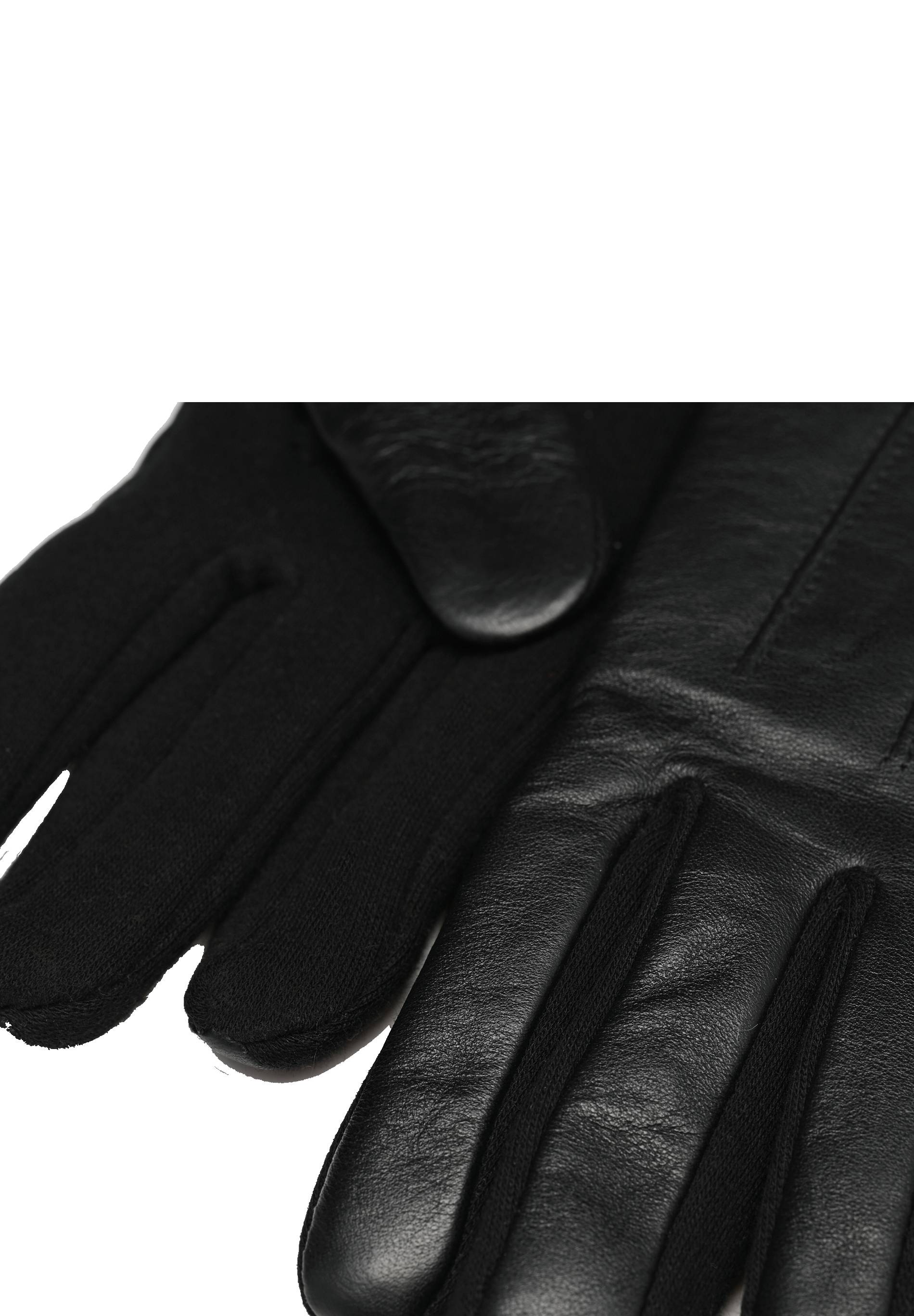 Gants bi-mati&egrave;re en cuir, Noir, large image number 3