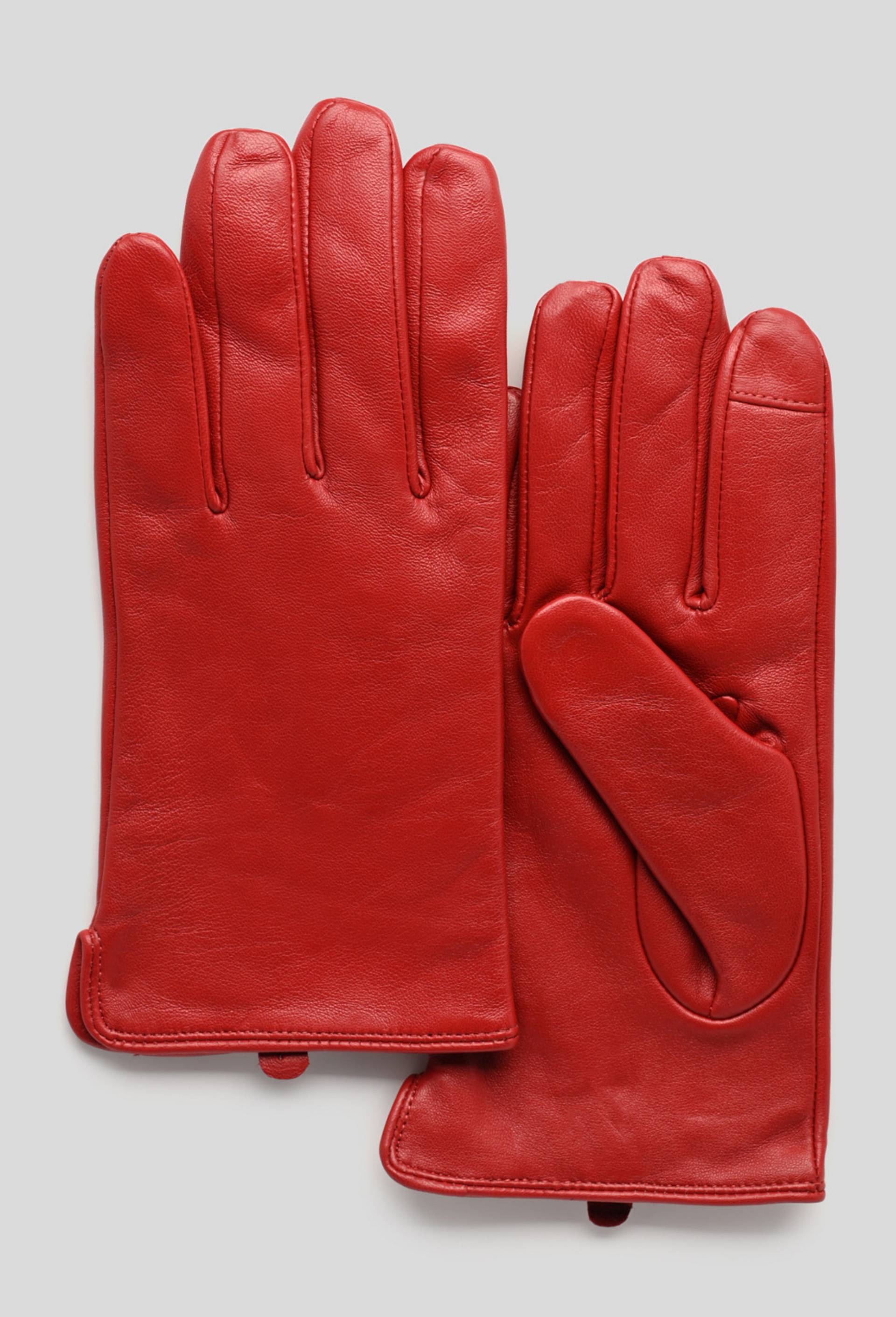 Gants tactiles en cuir, Rouge, large image number 0.0