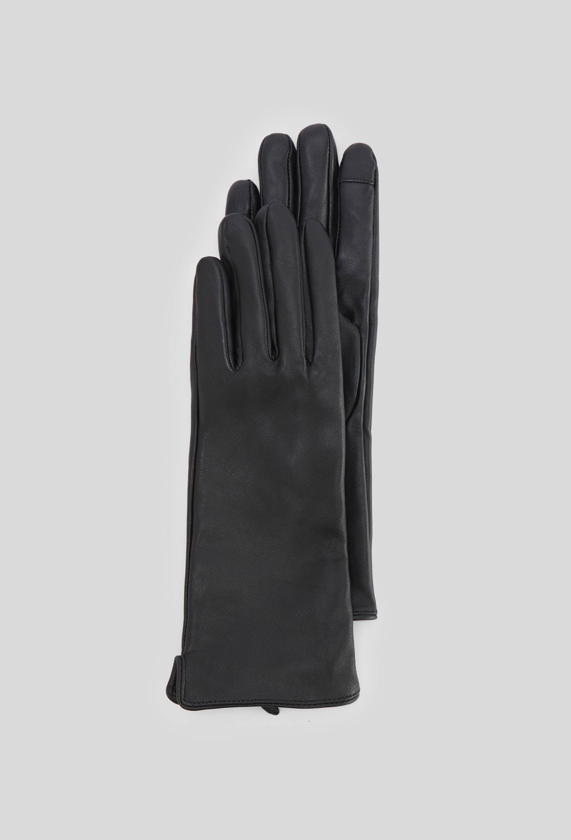 Gants longs tactiles en cuir, Noir, large image number 0